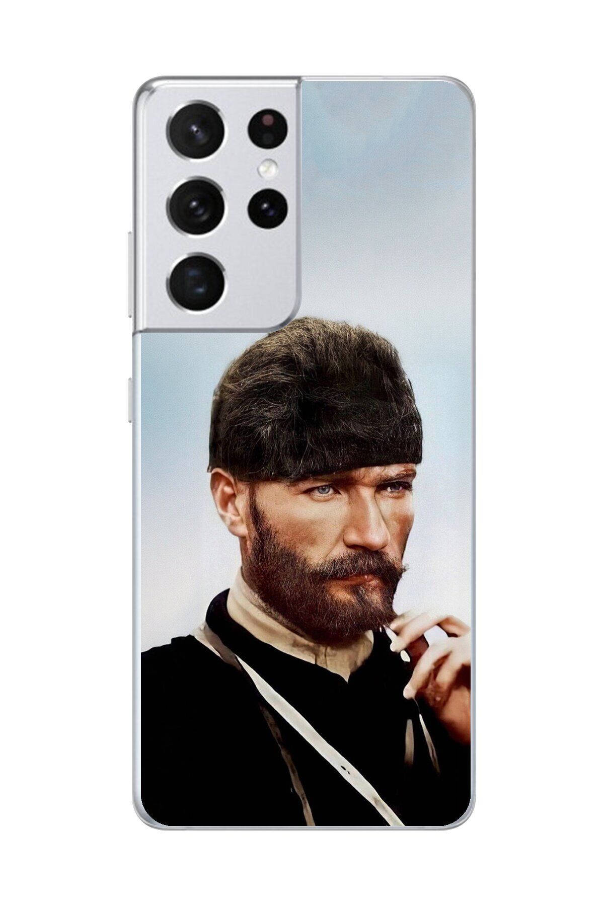 Dali Design Samsung Galaxy S21 Ultra Uyumlu Şeffaf Kılıf Atatürk 2 Tasarımlı