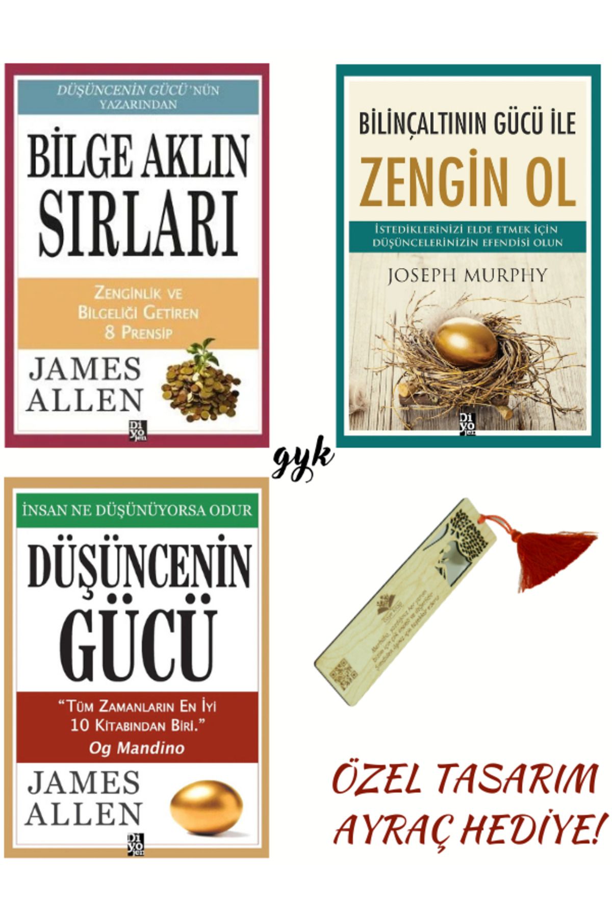 Diyojen Yayıncılık Bilge Aklın Sırları-Bilinçaltının Gücü İle Zengin Ol-Düşüncenin Gücü 3'lü SET (AYRAÇ HEDİYELİ!)