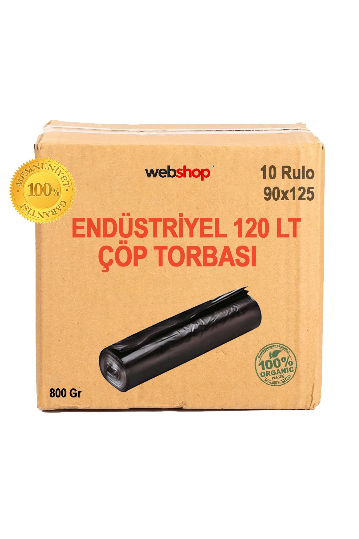 naft 10 Rulo 120 Lt Endüstriyel Konteyner 10'lu Çöp Torbası 800 gr Çöp Poşeti 90x125 Cm 1 Koli 100 Adet