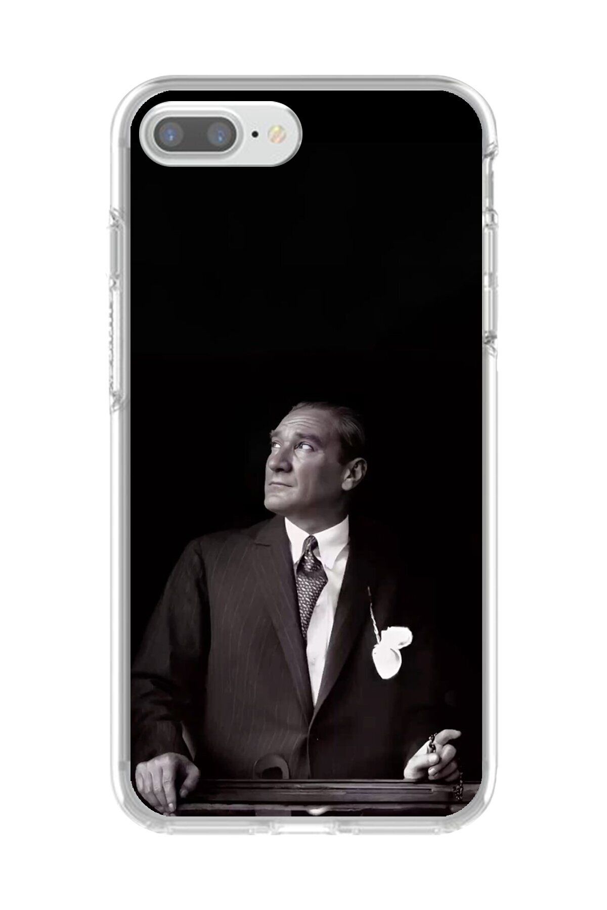 Dali Design iPhone 8 Plus Uyumlu Şeffaf Kılıf Atatürk 3 Tasarımlı