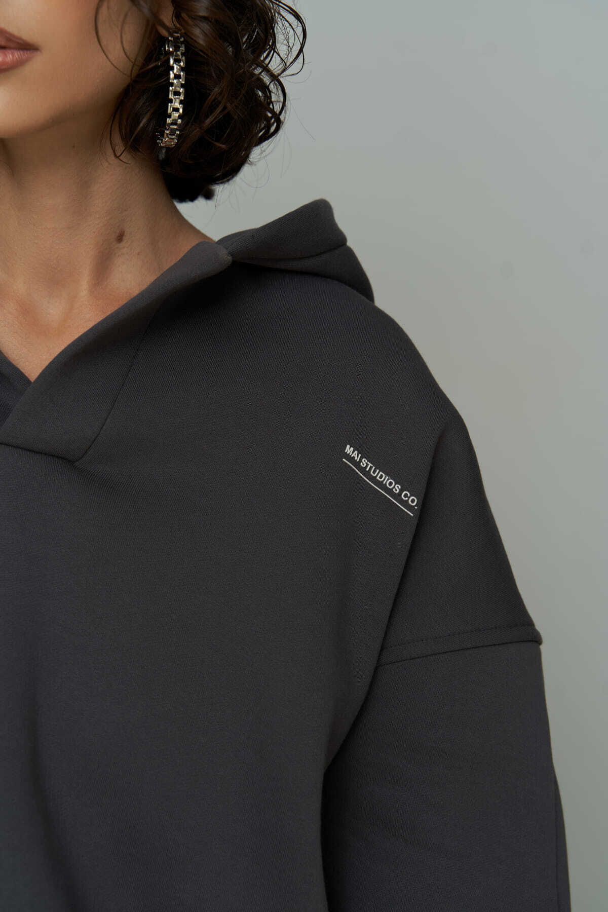 MAİ COLLECTİON-Φούτερ Polo Anthracite Hoodie 5