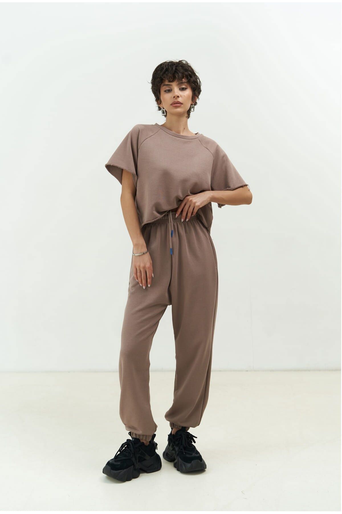 MAİ COLLECTİON-Σετ φόρμας Vero Brown Grey Crop 7