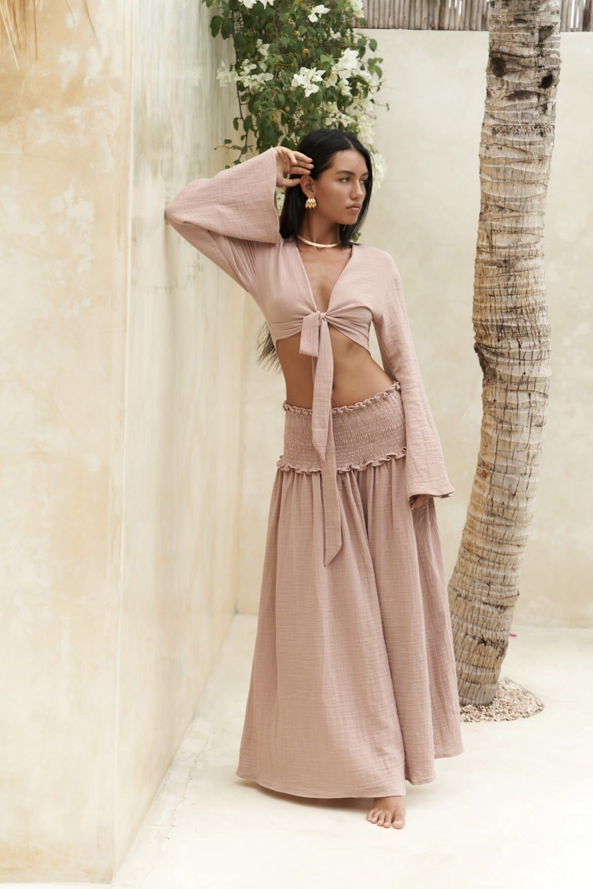 BOHEMAİ-Set sukně a topu Salmon Color Crop - Marshanda 8