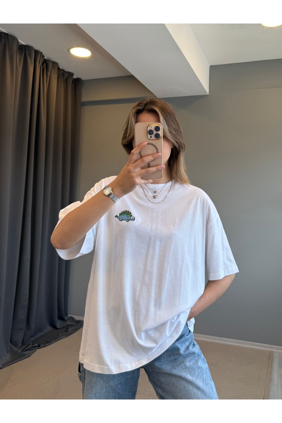 AlisaSu Beyaz Kaplumbağa Detaylı T-shirt