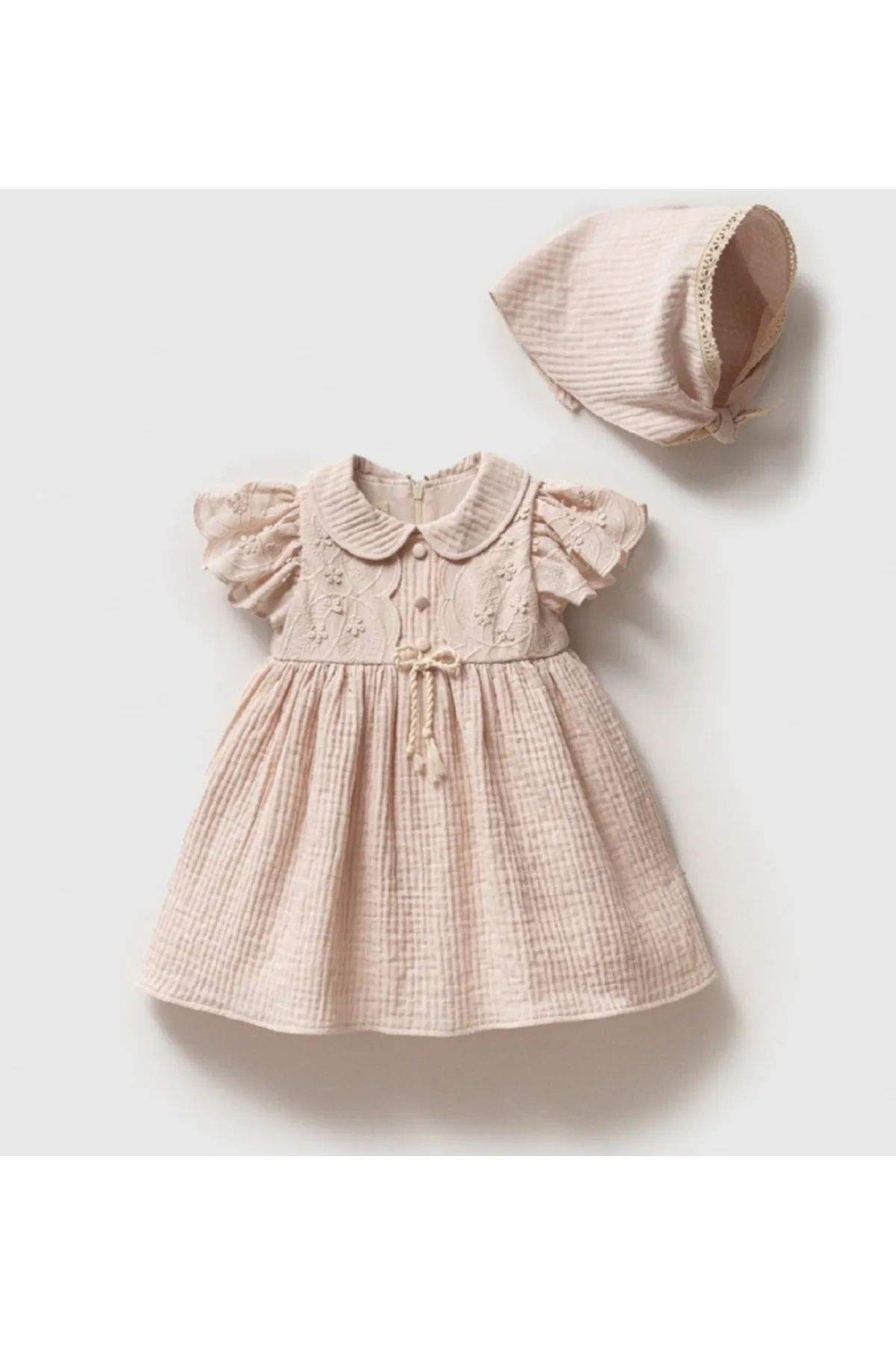 Latte Bebek NOYNOY KIZ 6-9-12(1 YAŞ)-18 AY KIZ BEBEK/ÇOCUK BRODELİ MÜSLİN ELBİSE