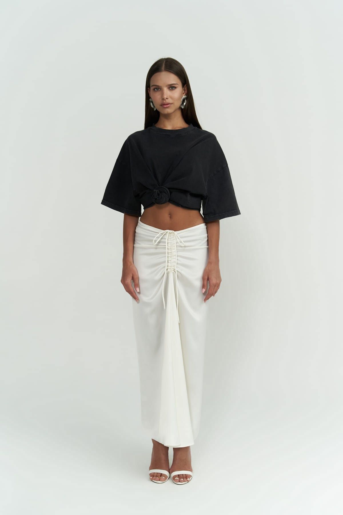 MAİ COLLECTİON-Bílá sukně Nario Gathered Midi Length 2