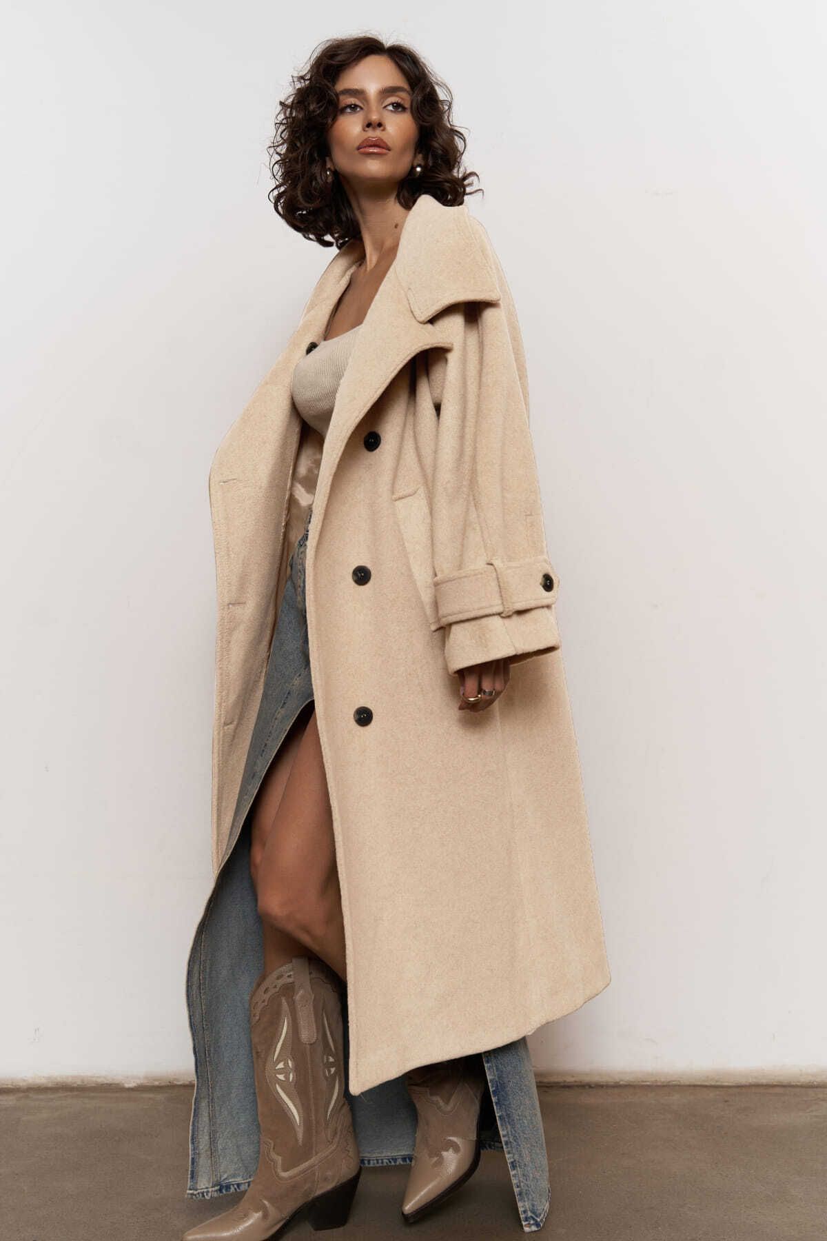 MAİ COLLECTİON-Onyx Taupe Stamp Coat 4
