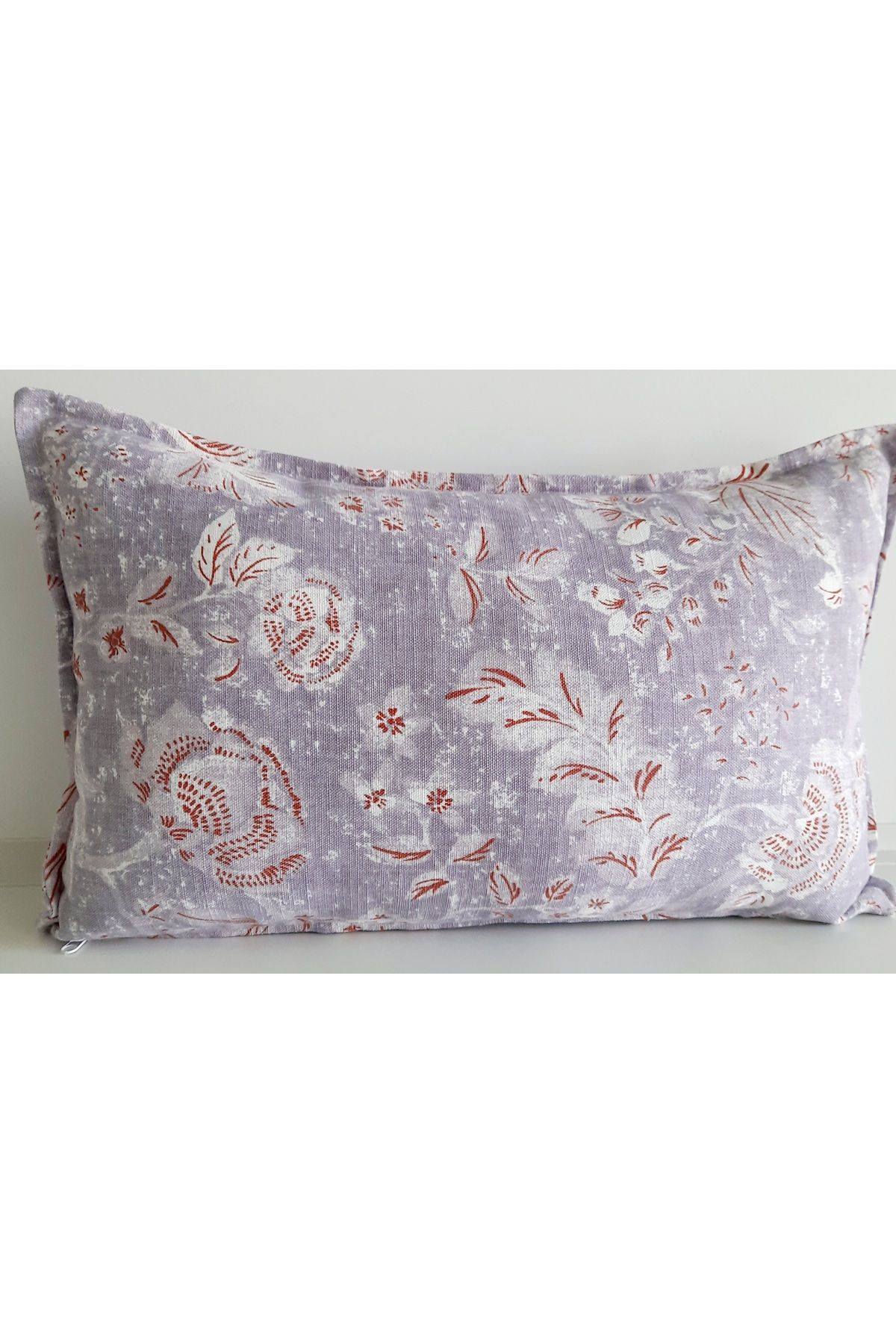 Fabric by Gülçin KETEN KUMAŞ LİLA-MOR BAHAR ÇİÇEK DESEN KIRLENT KILIFI
