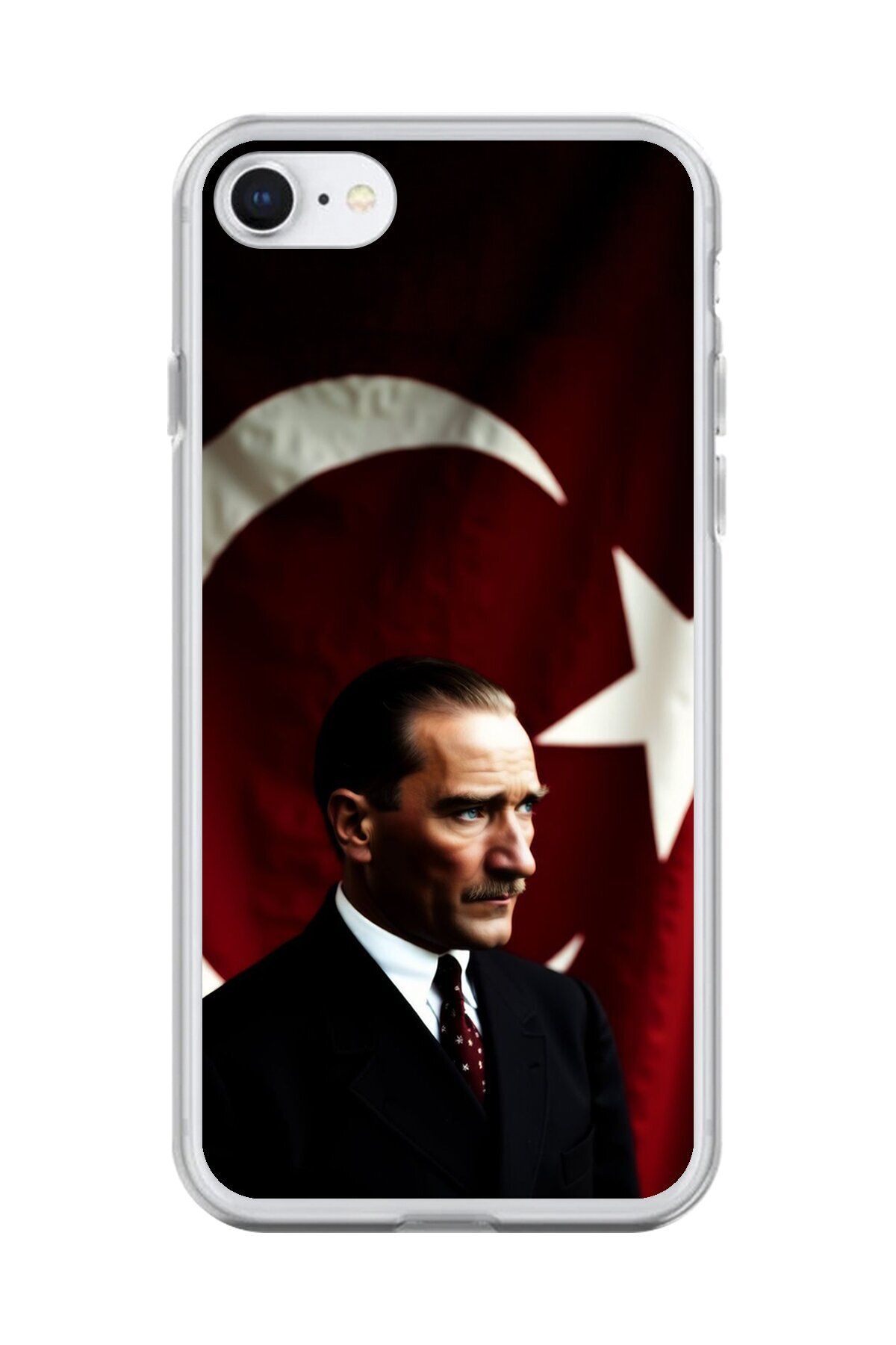 Dali Design iPhone 8 Uyumlu Şeffaf Kılıf Atatürk 4 Tasarımlı