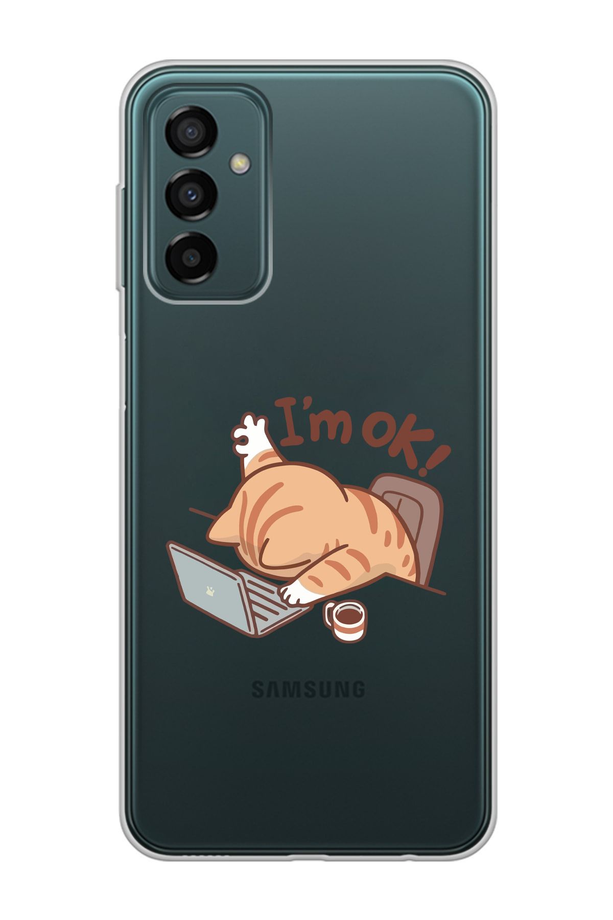 moonset Samsung Galaxy M13 / M23 Uyumlu Sevimli Kedi Tasarımlı Baskılı Şeffaf Telefon Kılıfı