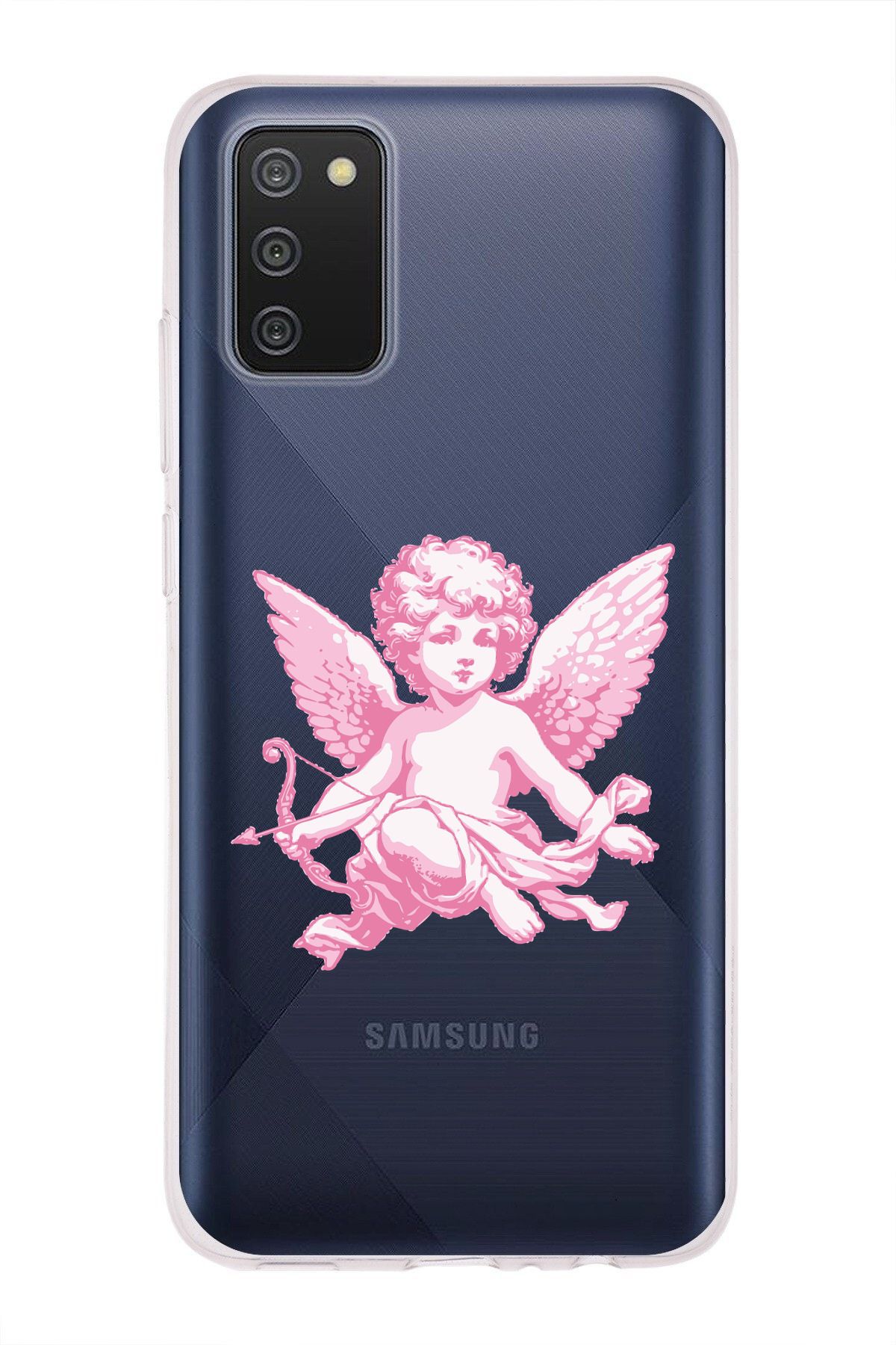moonset Samsung Galaxy A02S Uyumlu Melek Tasarımlı Baskılı Şeffaf Telefon Kılıfı