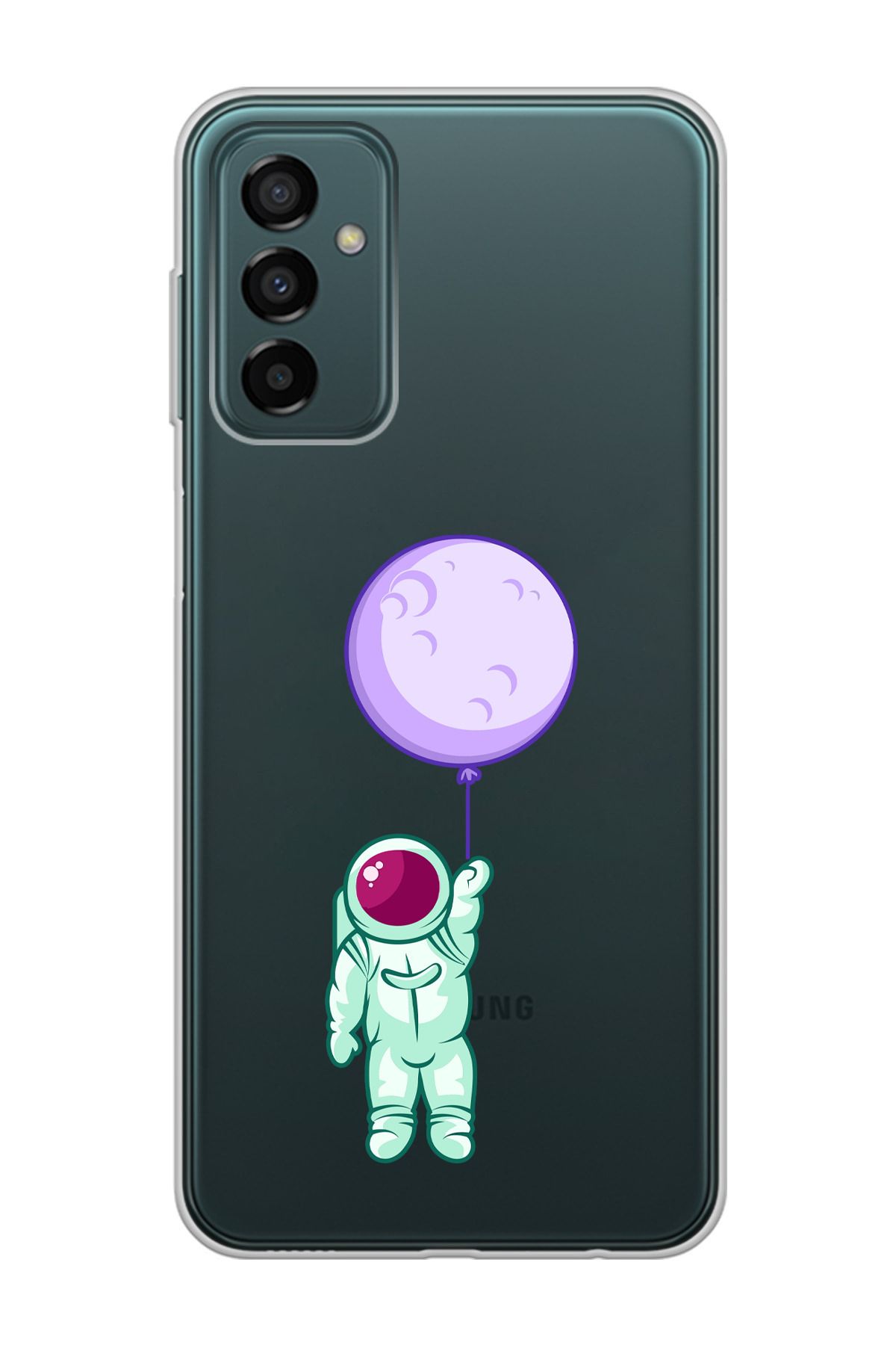 moonset Samsung Galaxy M13 / M23 Uyumlu Astronot Tasarımlı Baskılı Şeffaf Telefon Kılıfı