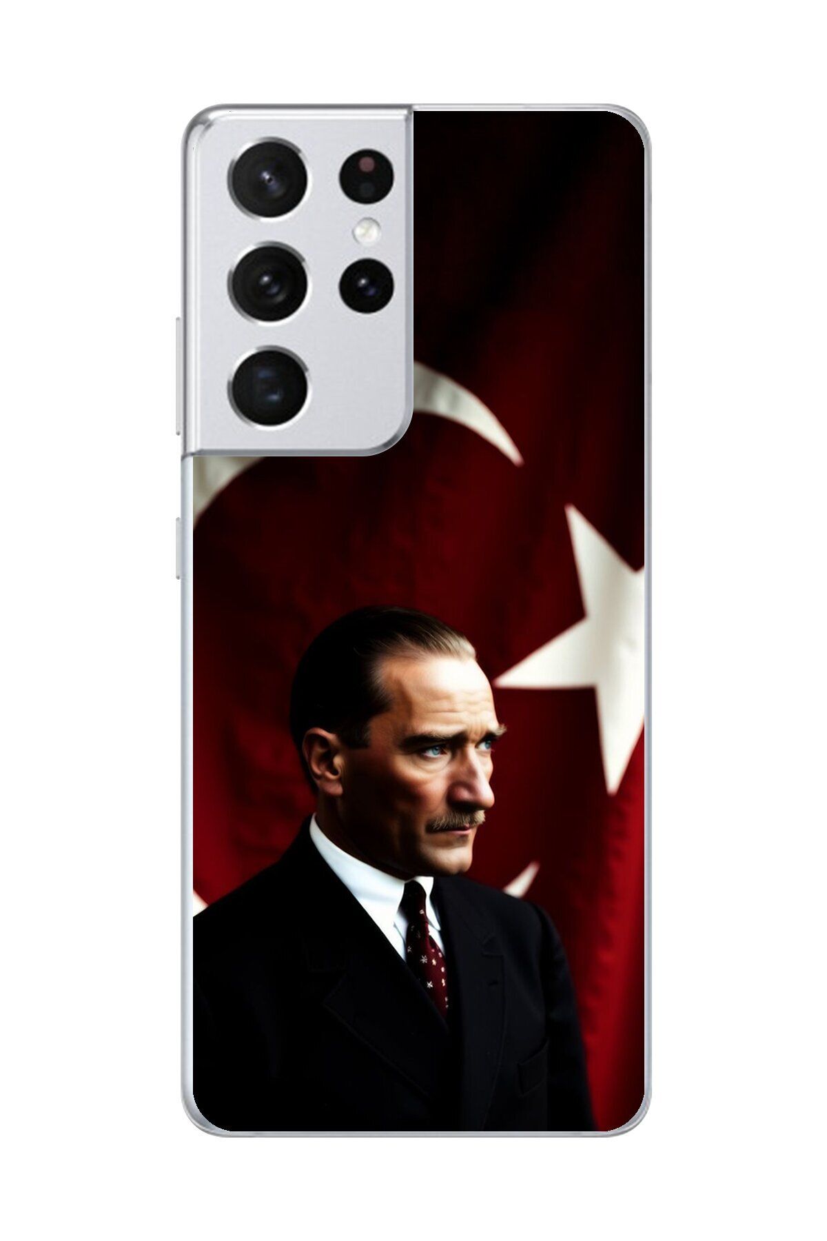 Dali Design Samsung Galaxy S21 Ultra Uyumlu Şeffaf Kılıf Atatürk 4 Tasarımlı