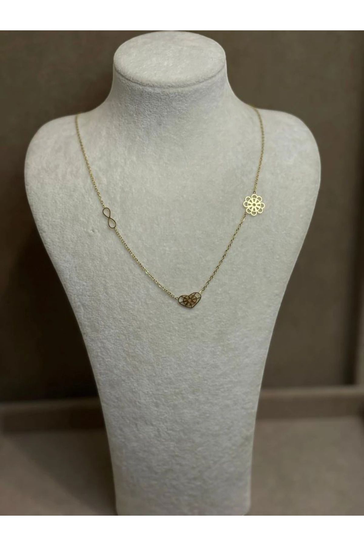 XUPING JEWELRY Gold yoncalı, kalpli, sonsuzluk Çelik kolye