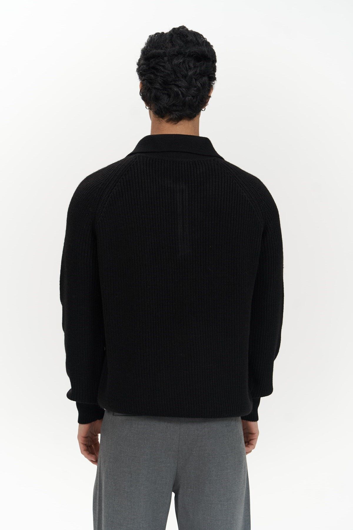 MAİ COLLECTİON-Pulover negru pentru bărbați cu detaliu nasturi Vander 4