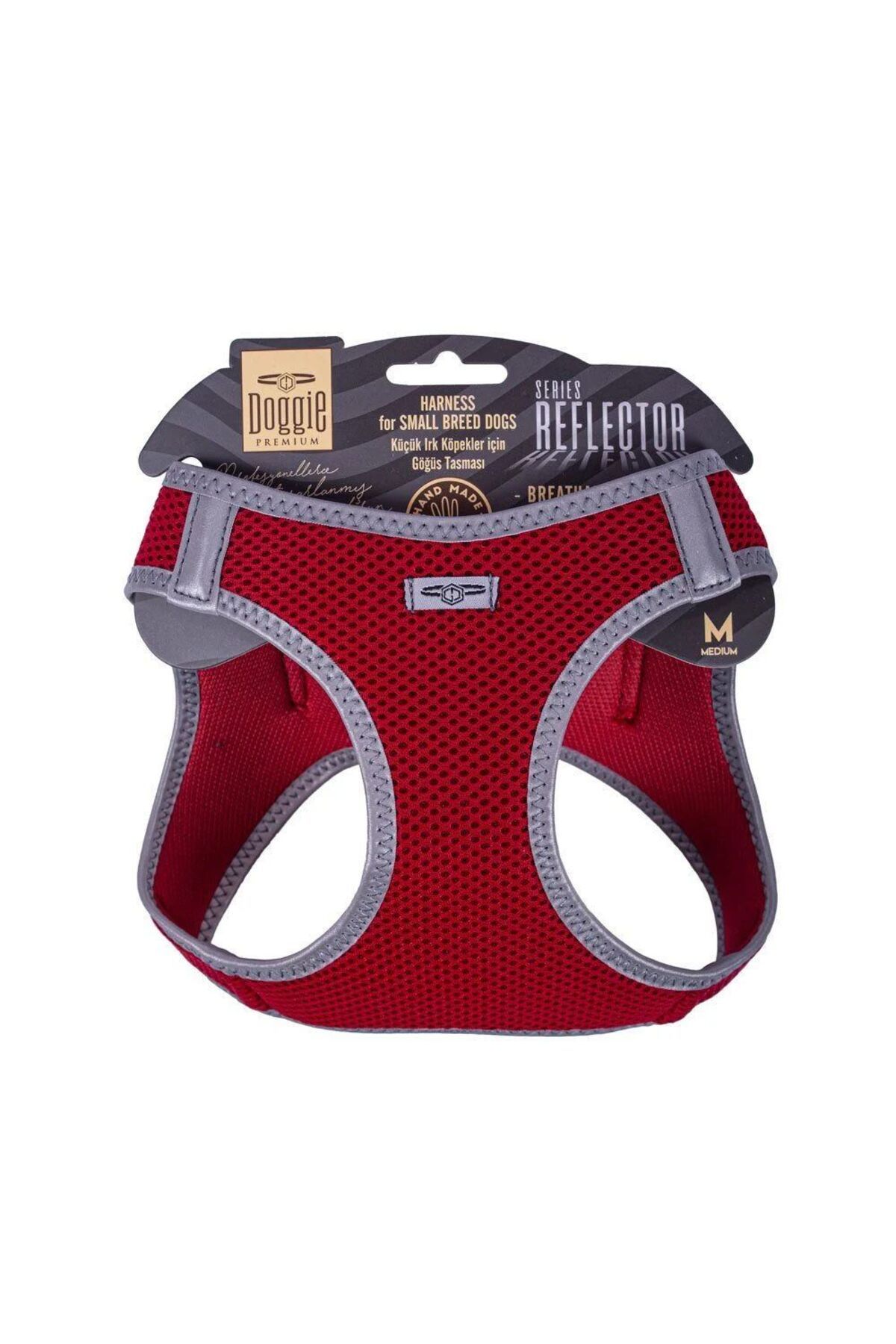 Doggie Havalı Dokuma Reflektörlü Küçük Irk Göğüs Tasması Red 38-44 Cm(ARG-M)
