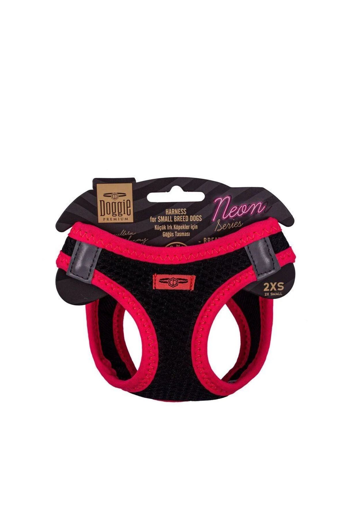 Doggie Havalı Dokuma Neon Küçük Irk Göğüs Tasması Pembe 26-30 cm (ANG-2XS)