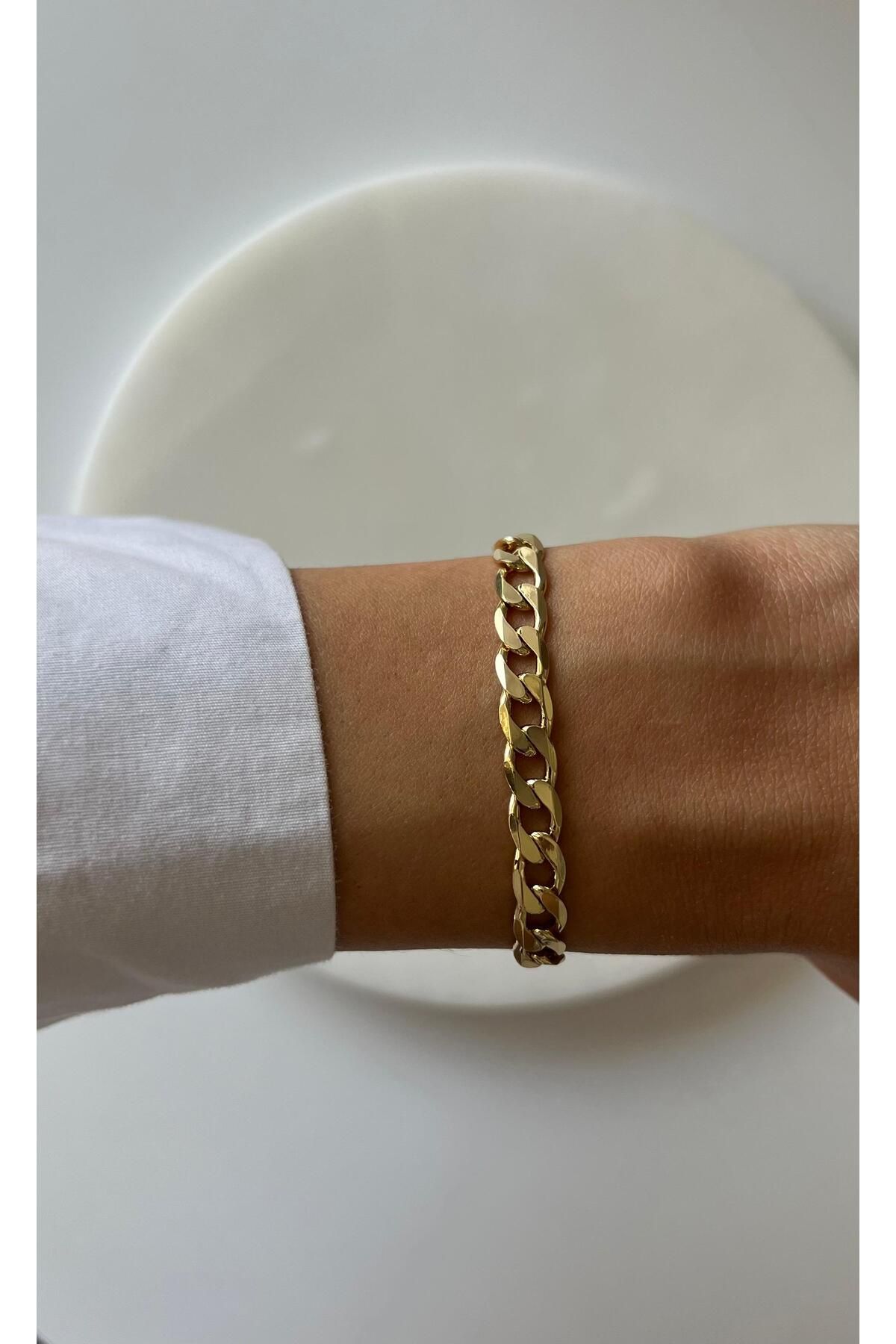 rimeaccessories çelik üzeri 14k altın kaplama xuping alerji yapmayan kalın zincir model gold bileklik