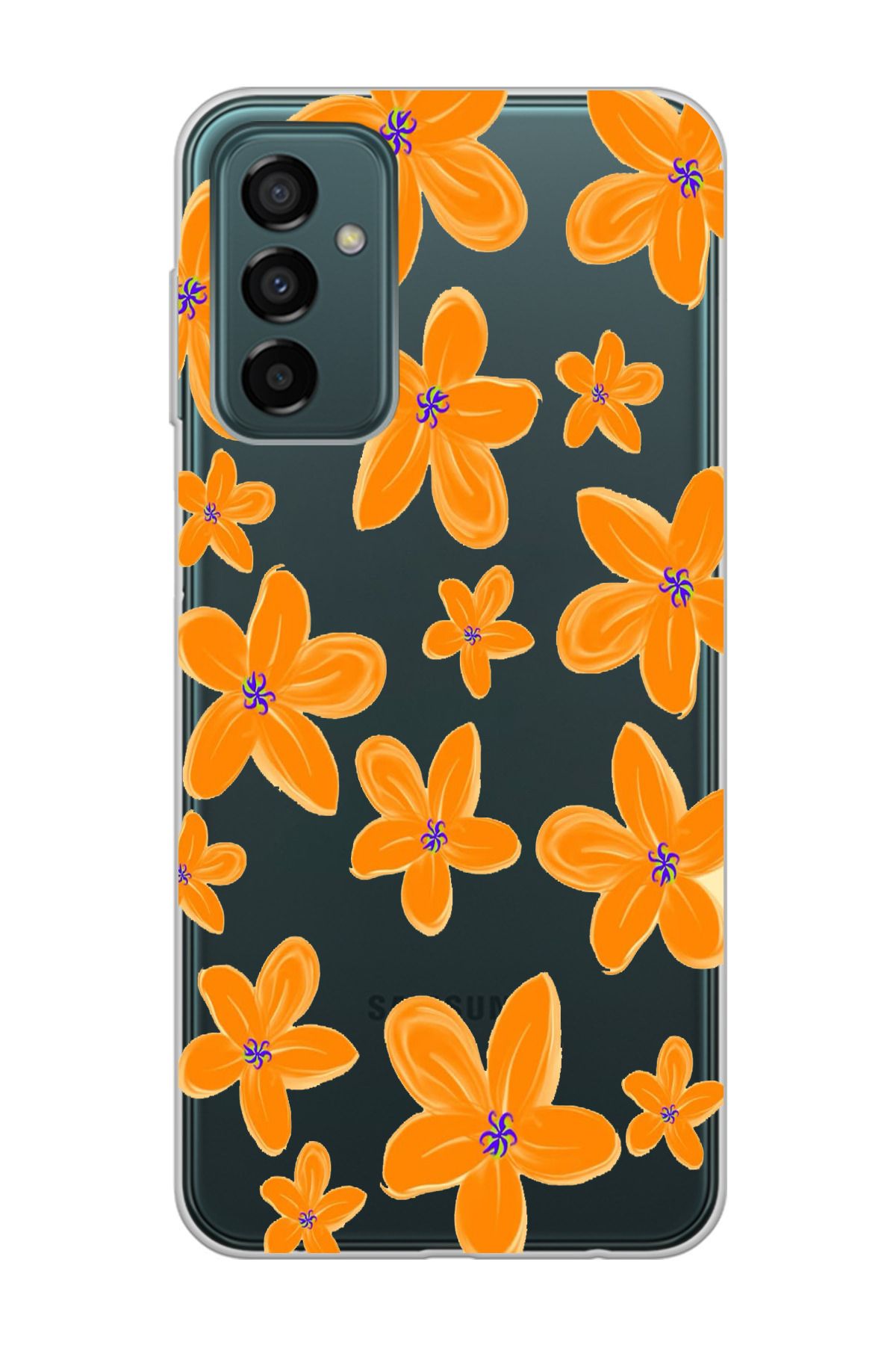 moonset Samsung Galaxy M13 / M23 Uyumlu Çiçek Tasarımlı Baskılı Şeffaf Telefon Kılıfı