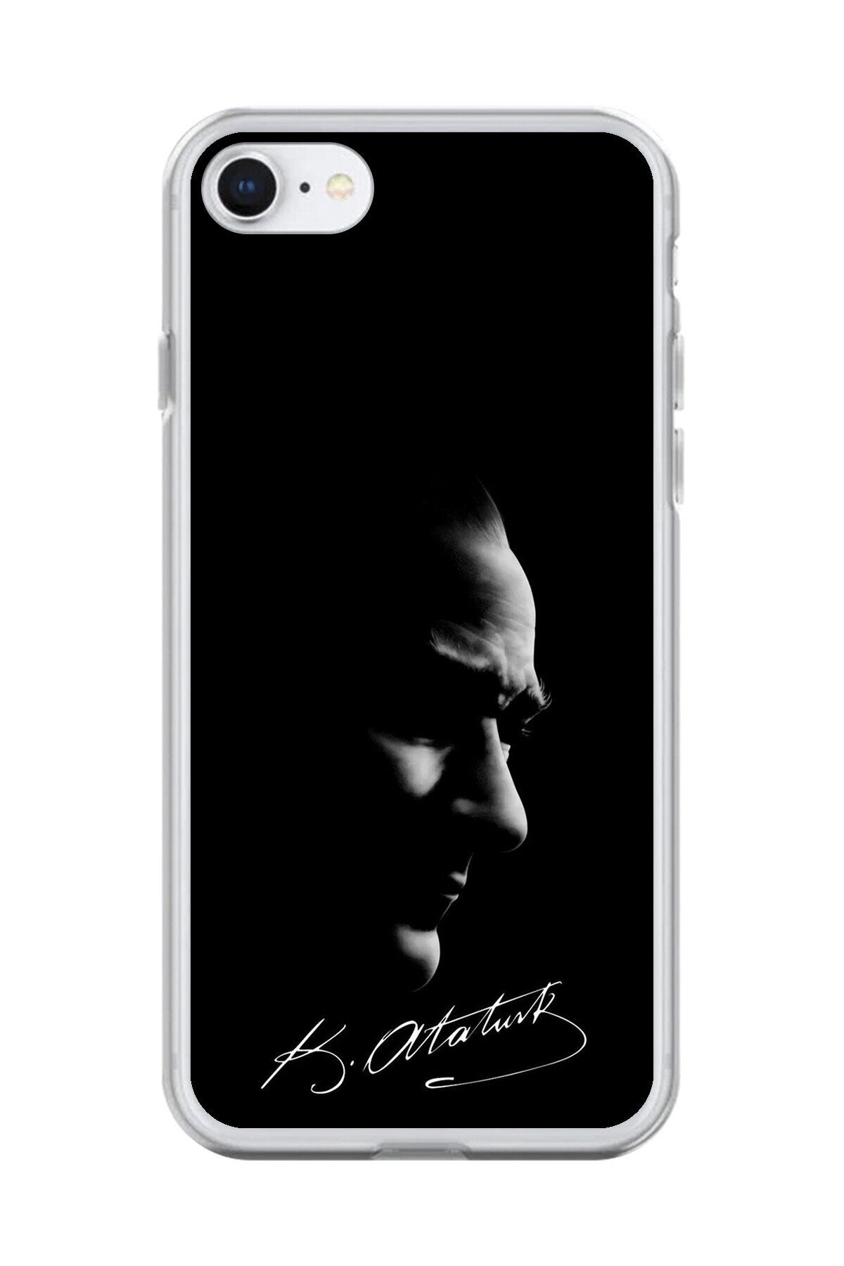 Dali Design iPhone 8 Uyumlu Şeffaf Kılıf Atatürk 1 Tasarımlı