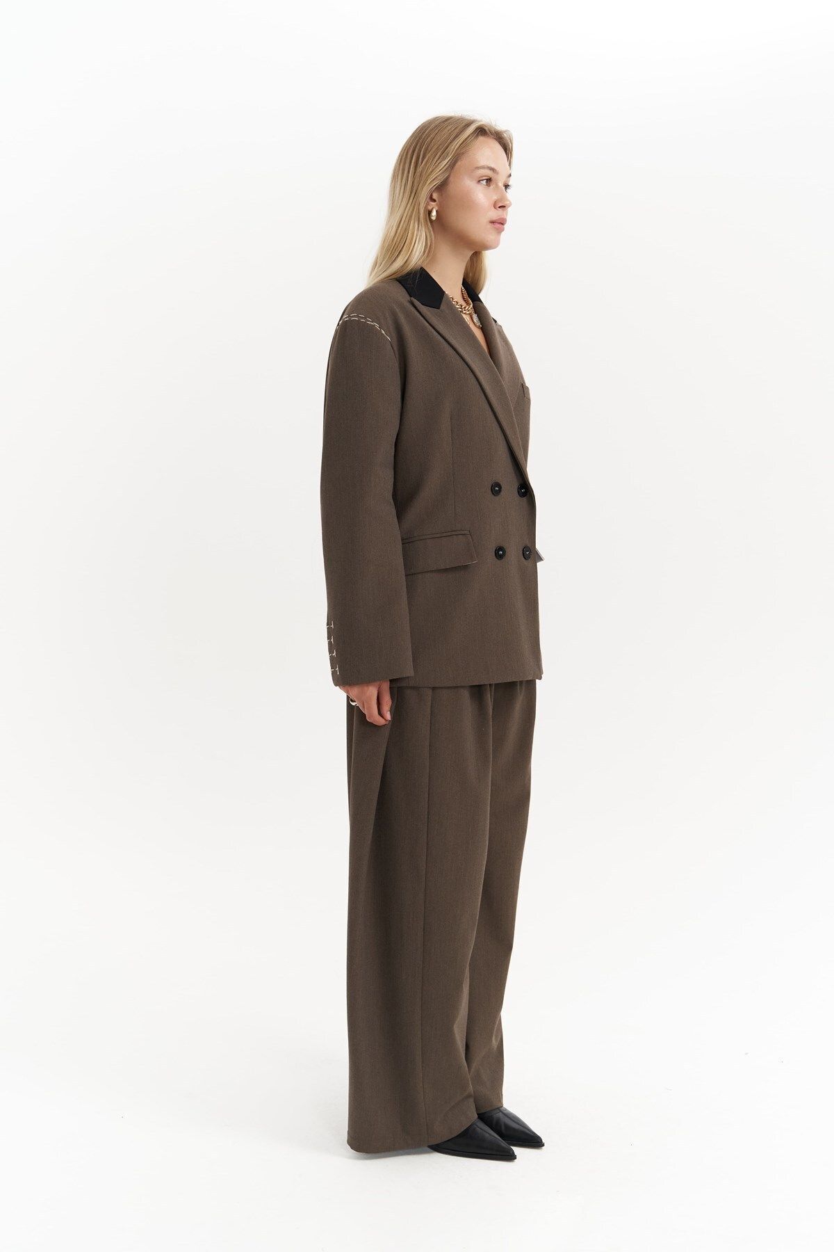 MAİ COLLECTİON-Buller Belt Detail Brown Trousers 6