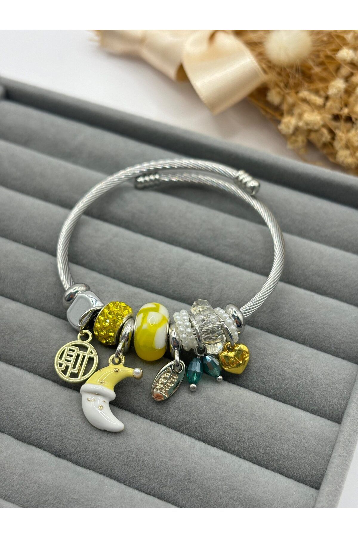 stainles steel Lianes Sarı Aydede Ayıcık Charm Bileklik
