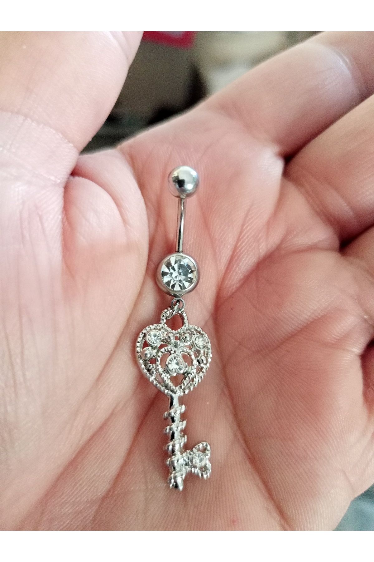 BUĞLEM Göbek Piercing Cerrahi Çelik 316L Gümüş Renk Paslanmaz Kararmaz