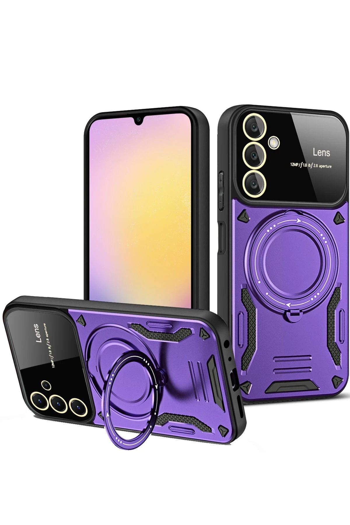 NewFace Samsung Galaxy A26 Kılıf Joy Lens Standlı Kapak - Mor YKTSN