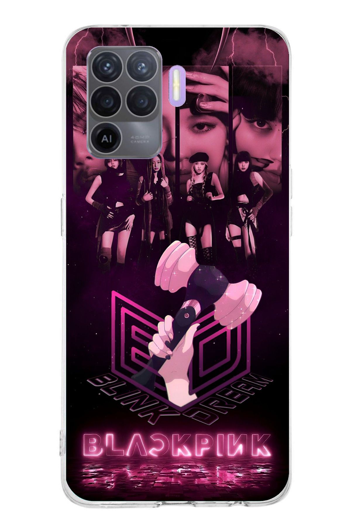 TechTree Oppo Reno 5 Lite Uyumlu Blackpink Poster Şeffaf Silikon Kılıf