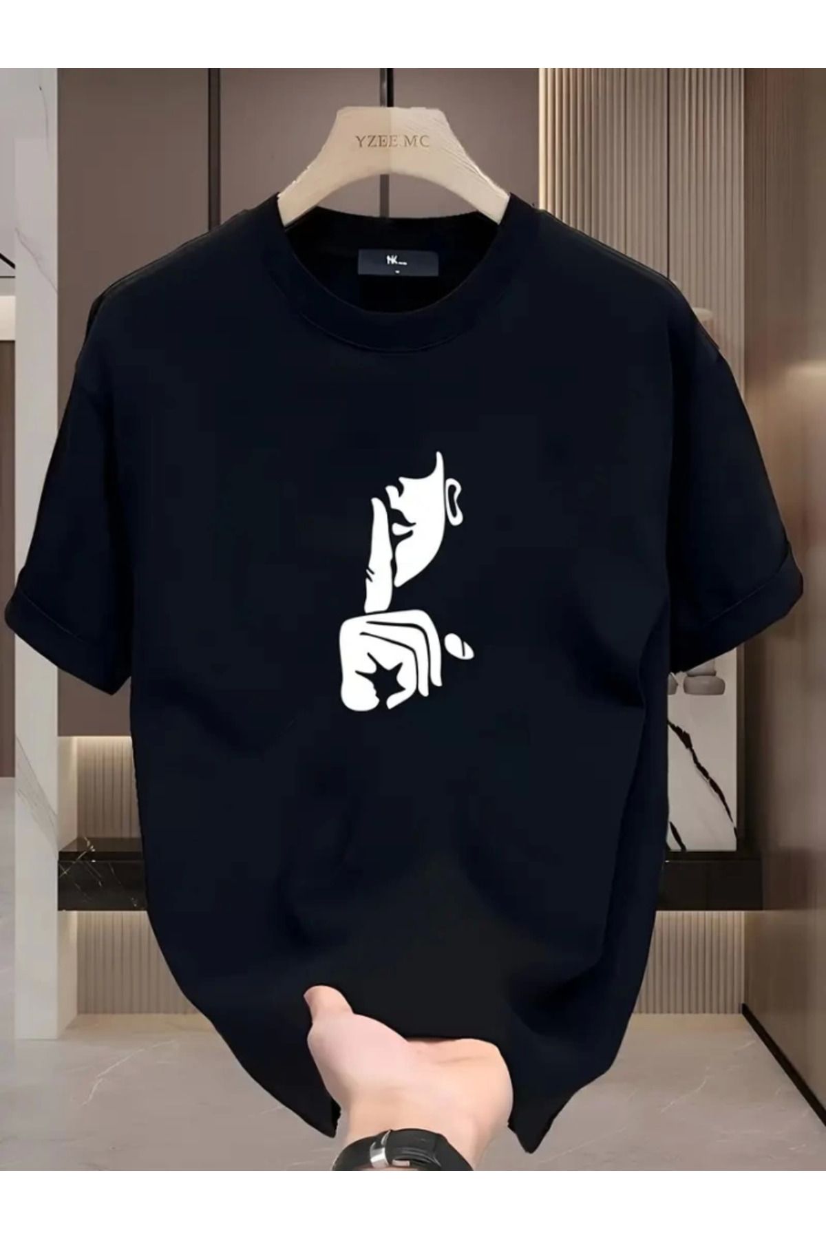 Meleners Rahat Bisiklet Yaka Tişört, Yaratıcı Karikatür Baskı - Yumuşak Polyester, Her Mevsim Giyilebilir- S