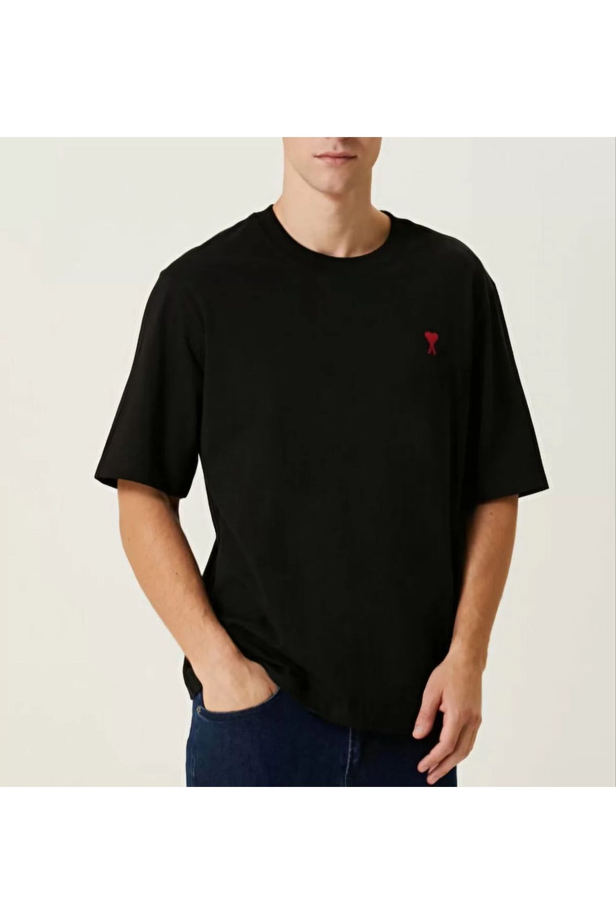FantaziAtölyesi Unisex Bisiklet Yaka Baskılı Oversize T-Shirt - Siyah