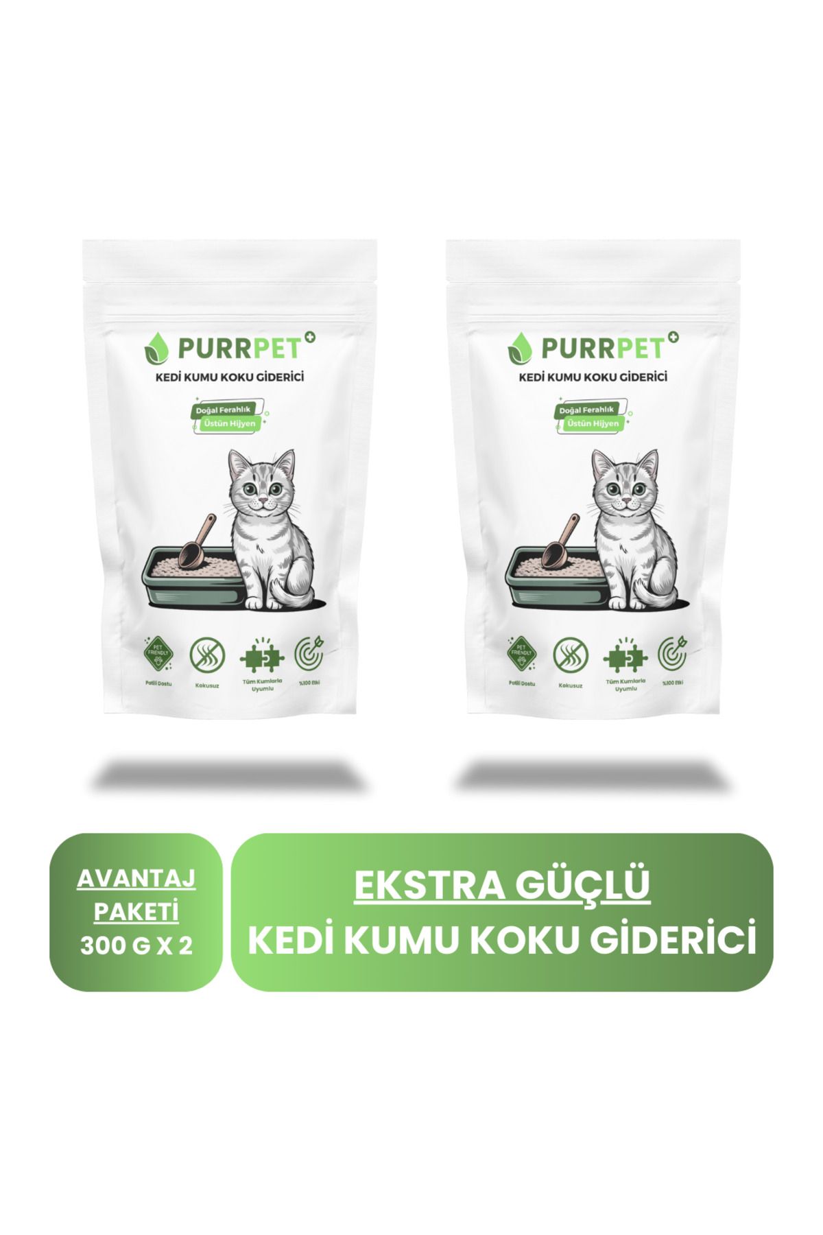 PurrPet Kedi Kumu Koku Giderici 300 G x 2 Avantaj Paketi