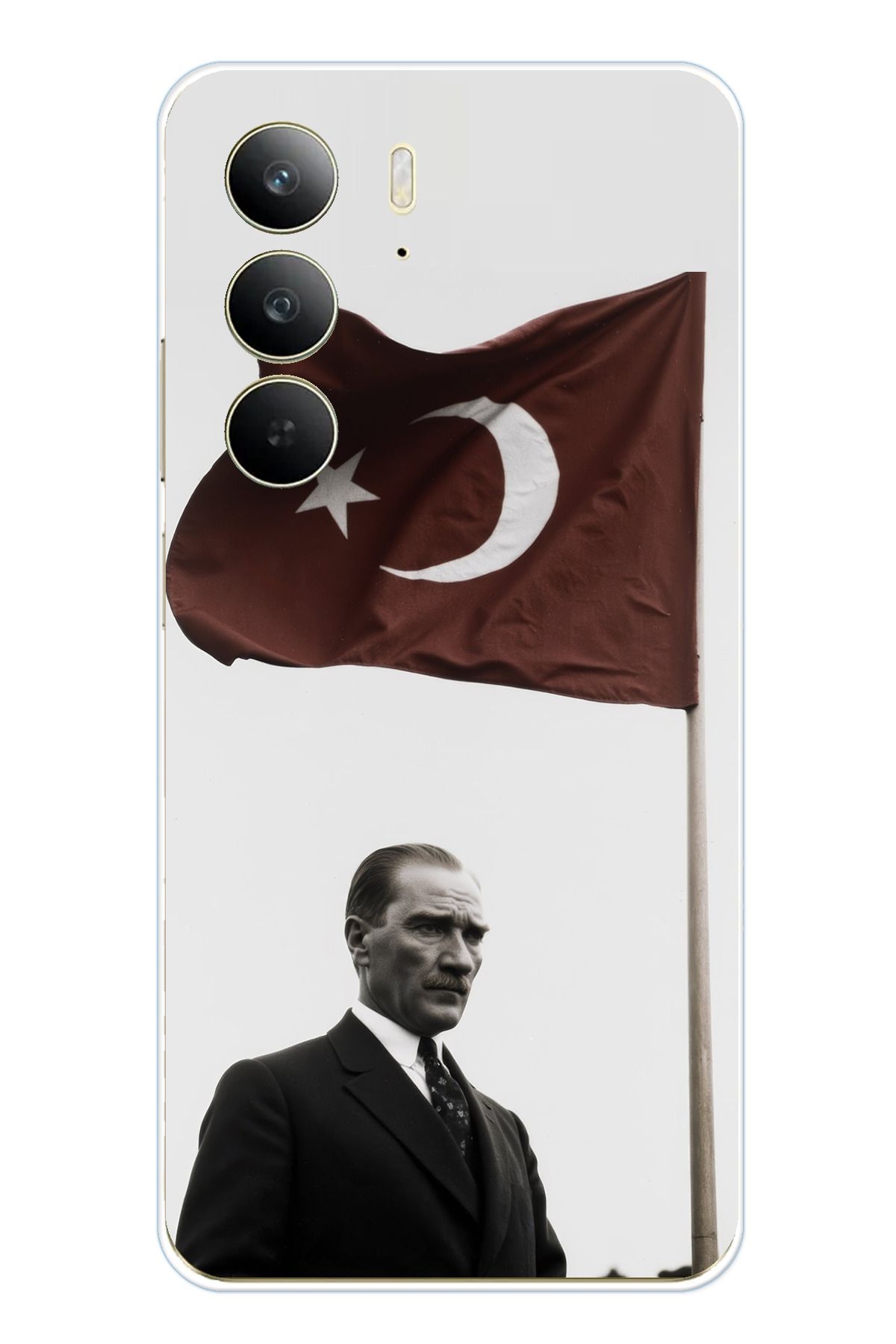 TechTree Realme C75 Uyumlu Atatürk Bayrak Şeffaf Silikon Kılıf
