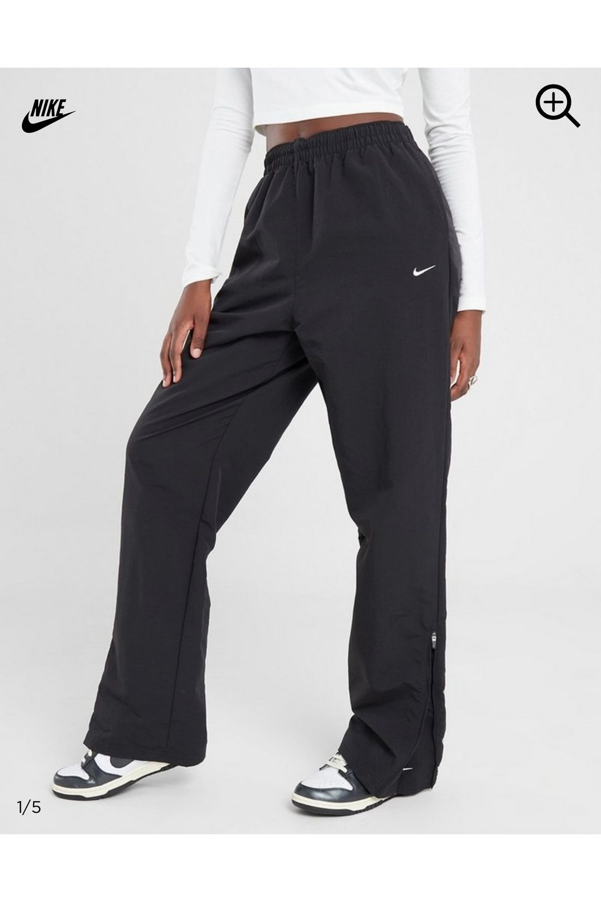 Nike Sportswear Essentials UV High-Waisted Open-Hem Zip Siyah Kadın Eşofman Altı
