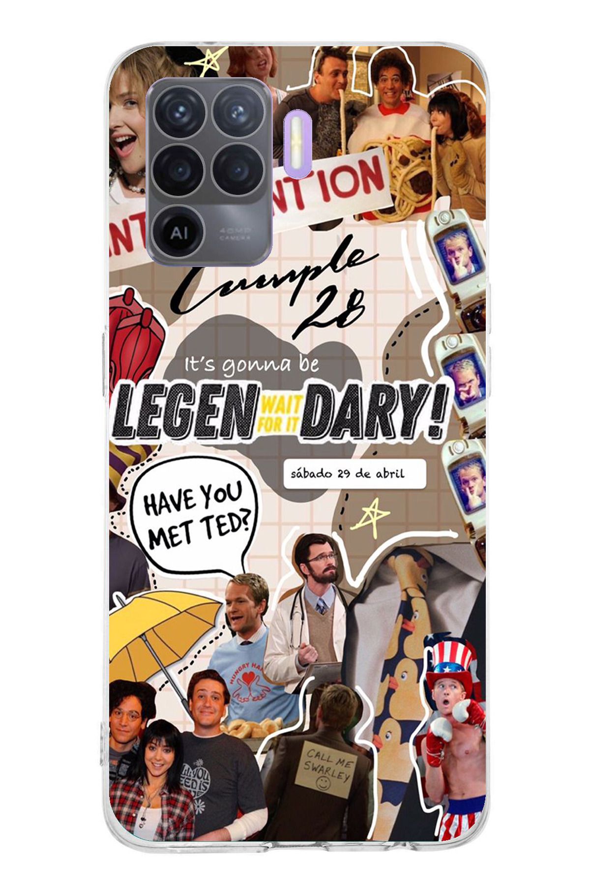 TechTree Oppo Reno 5 Lite Uyumlu Retro Gazete How i met your mother Tasarımlı Şeffaf Silikon Kılıf