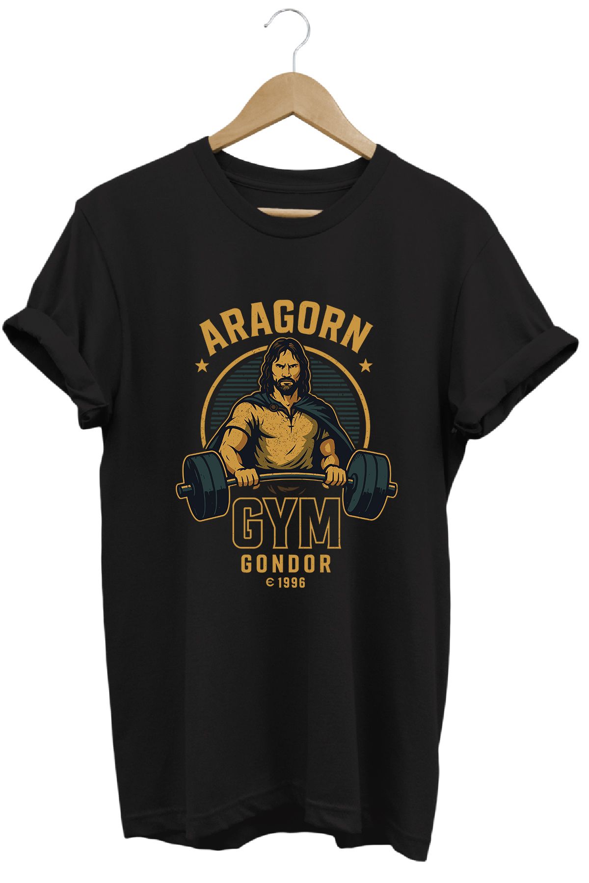 remonz Aragorn Gym LOTR Regular Fit %100 Pamuk Yumuşak Dokulu Bisiklet Yaka Tişört