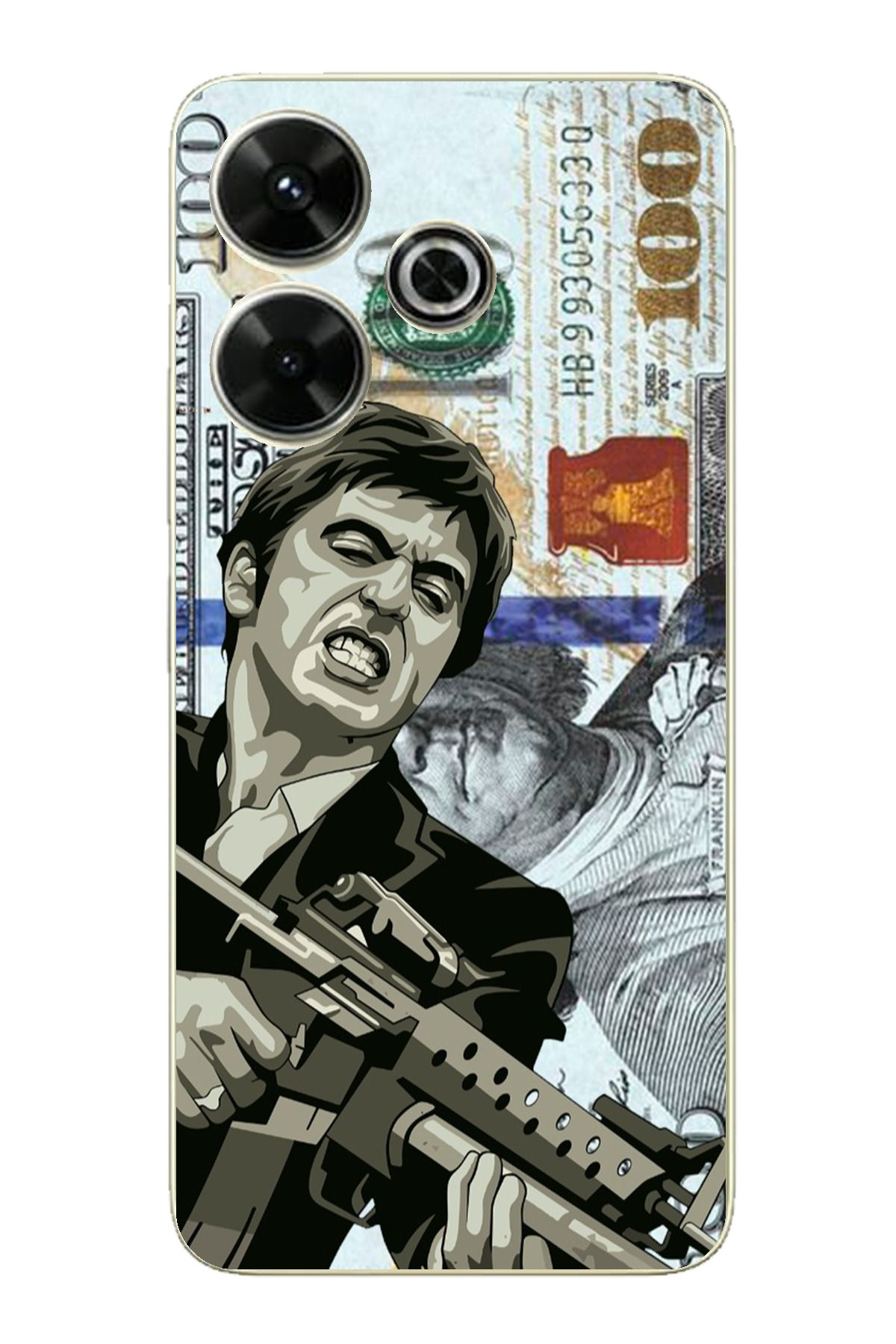 TechTree Redmi 13 Uyumlu Scarface Dolar Tasarımlı Şeffaf Silikon Kılıf
