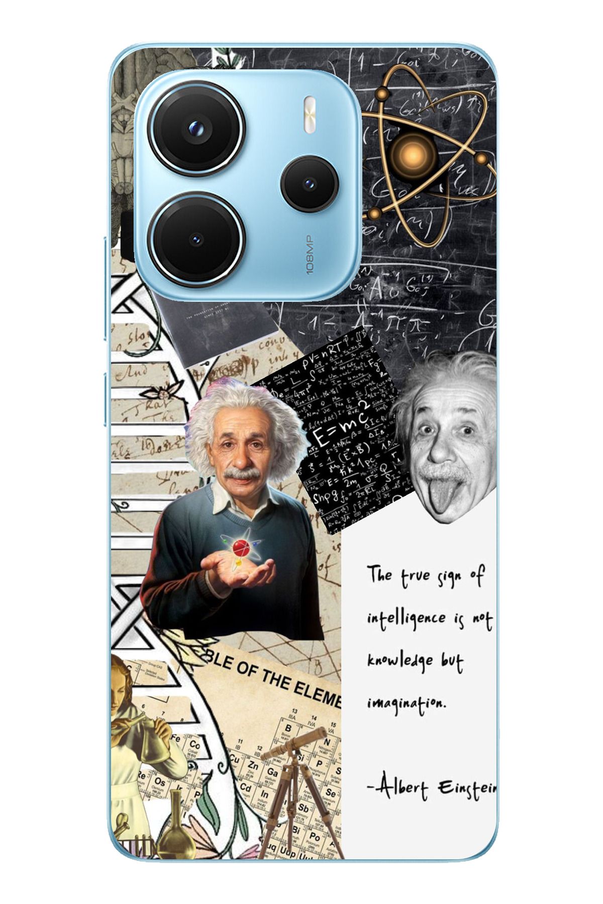TechTree Redmi Note 14 4G Uyumlu Albert Einstein Şeffaf Silikon Kılıf