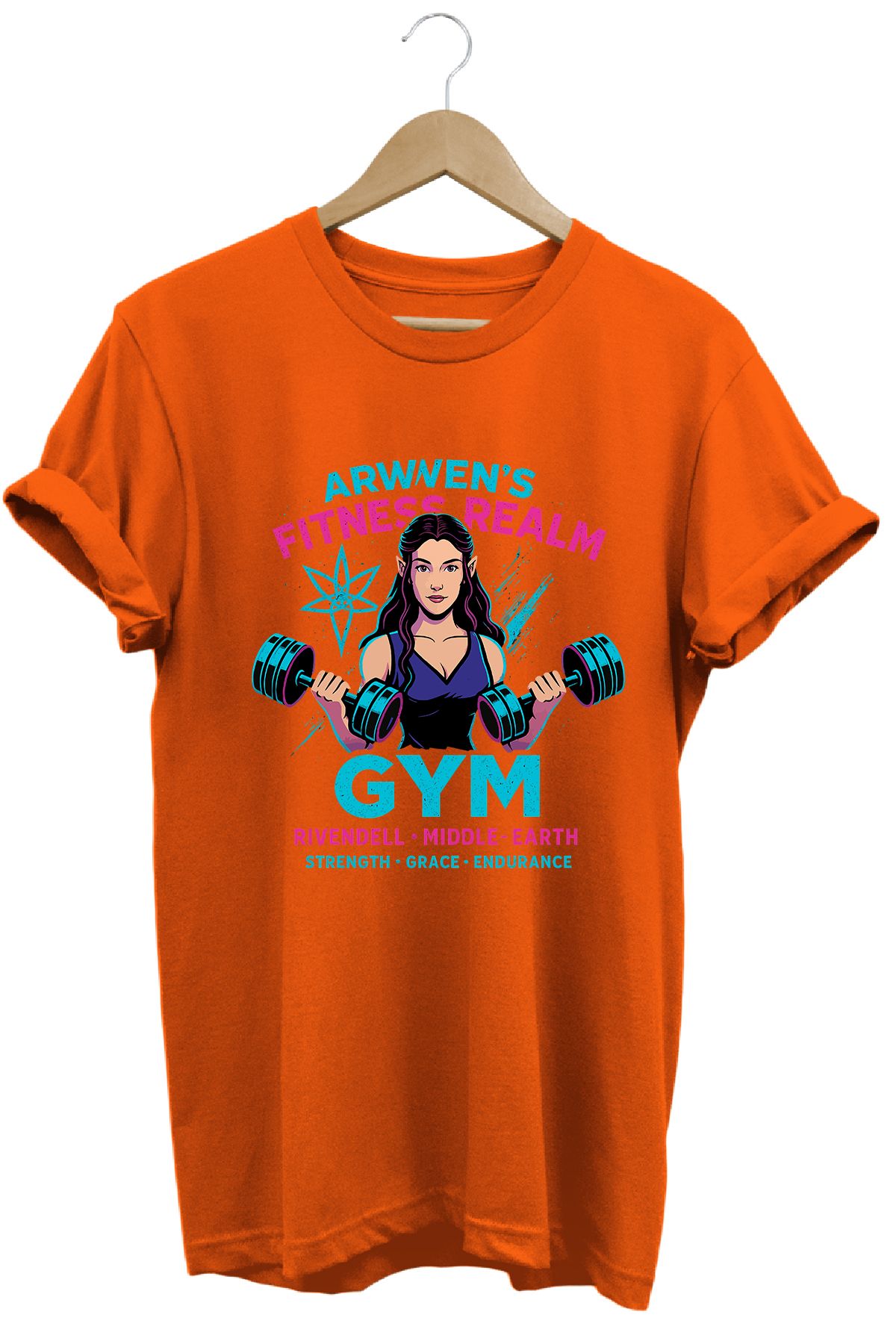 remonz Arwen Gym LOTR Regular Fit %100 Pamuk Yumuşak Dokulu Bisiklet Yaka Tişört
