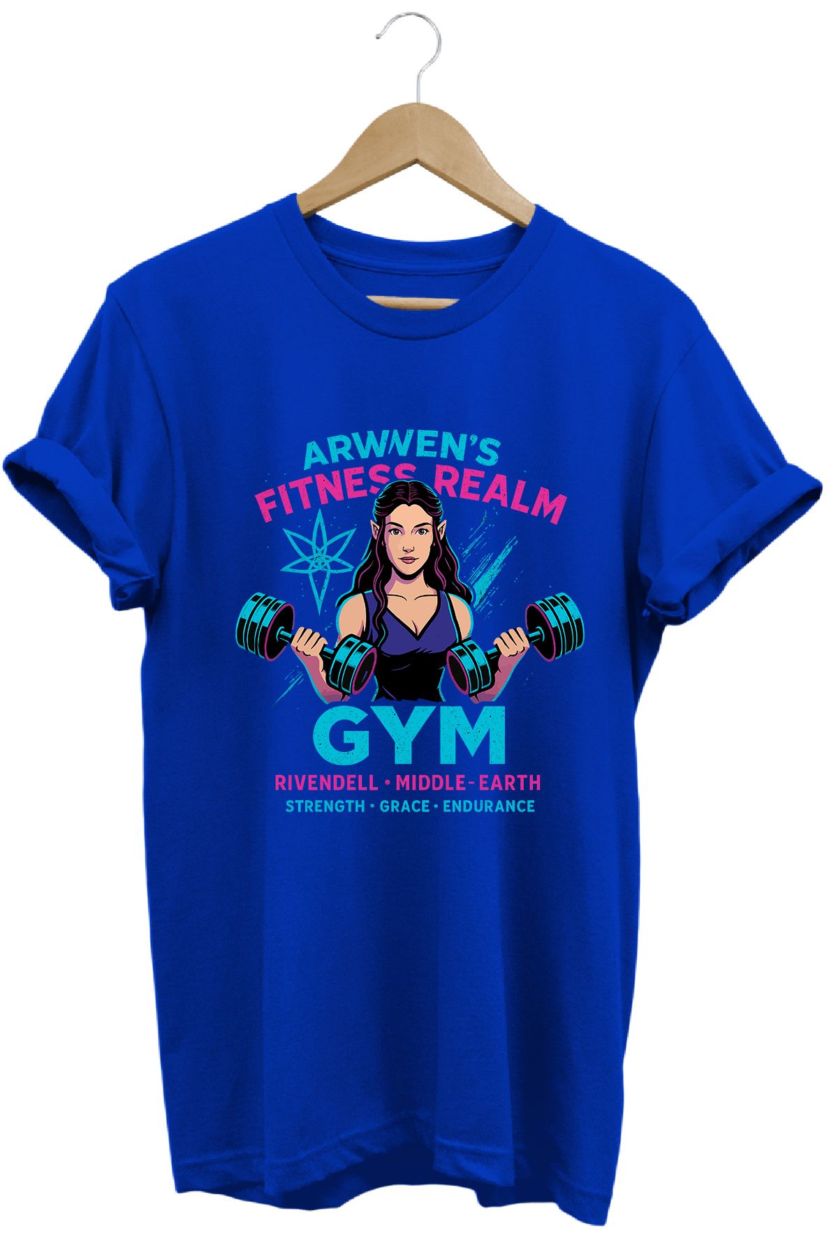 remonz Arwen Gym LOTR Regular Fit %100 Pamuk Yumuşak Dokulu Bisiklet Yaka Tişört
