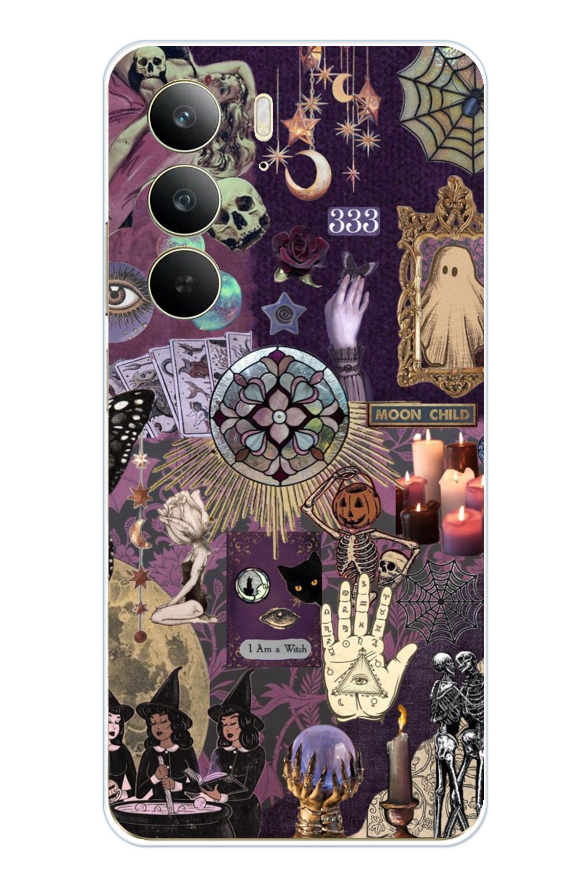 TechTree Realme C75 Uyumlu Hallowen Cadılar Astroloji Şeffaf Silikon Kılıf