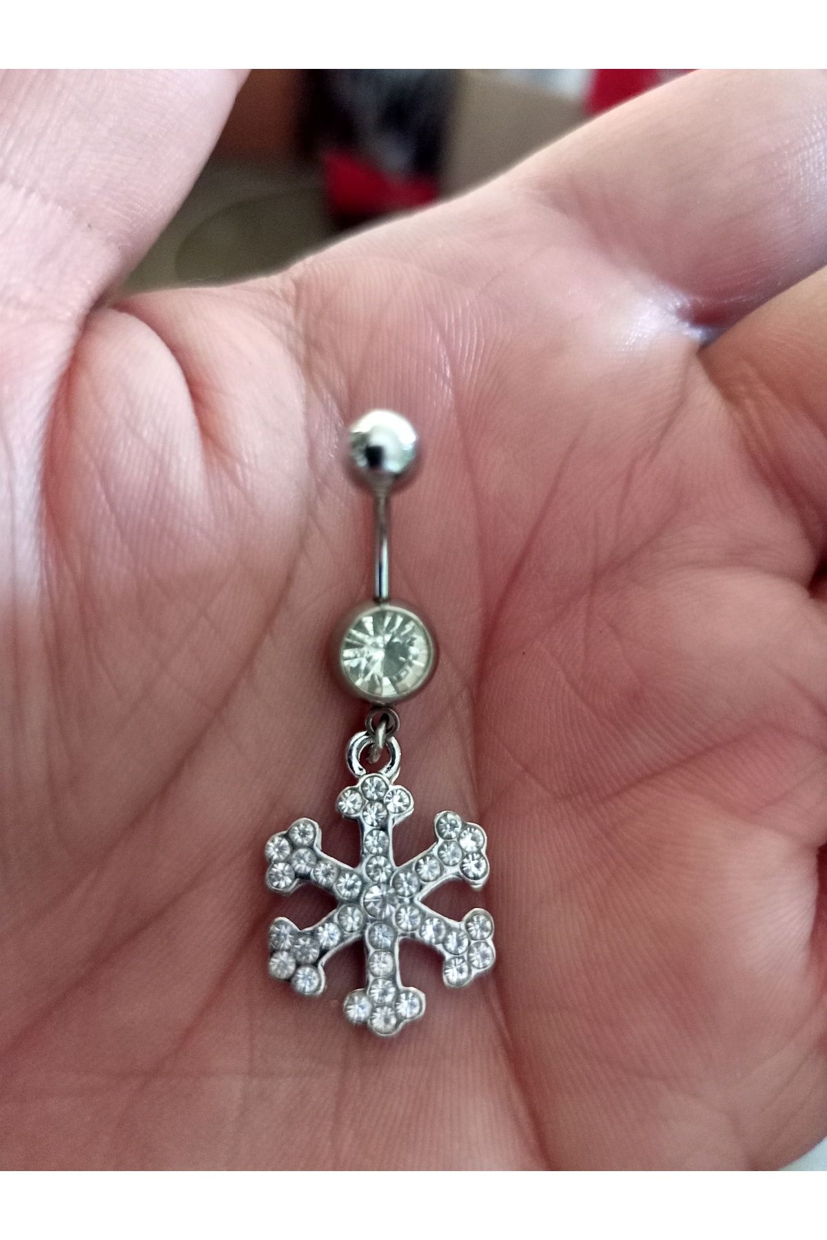 BUĞLEM Göbek Piercing Cerrahi Çelik 316L Gümüş Renk Paslanmaz Kararmaz
