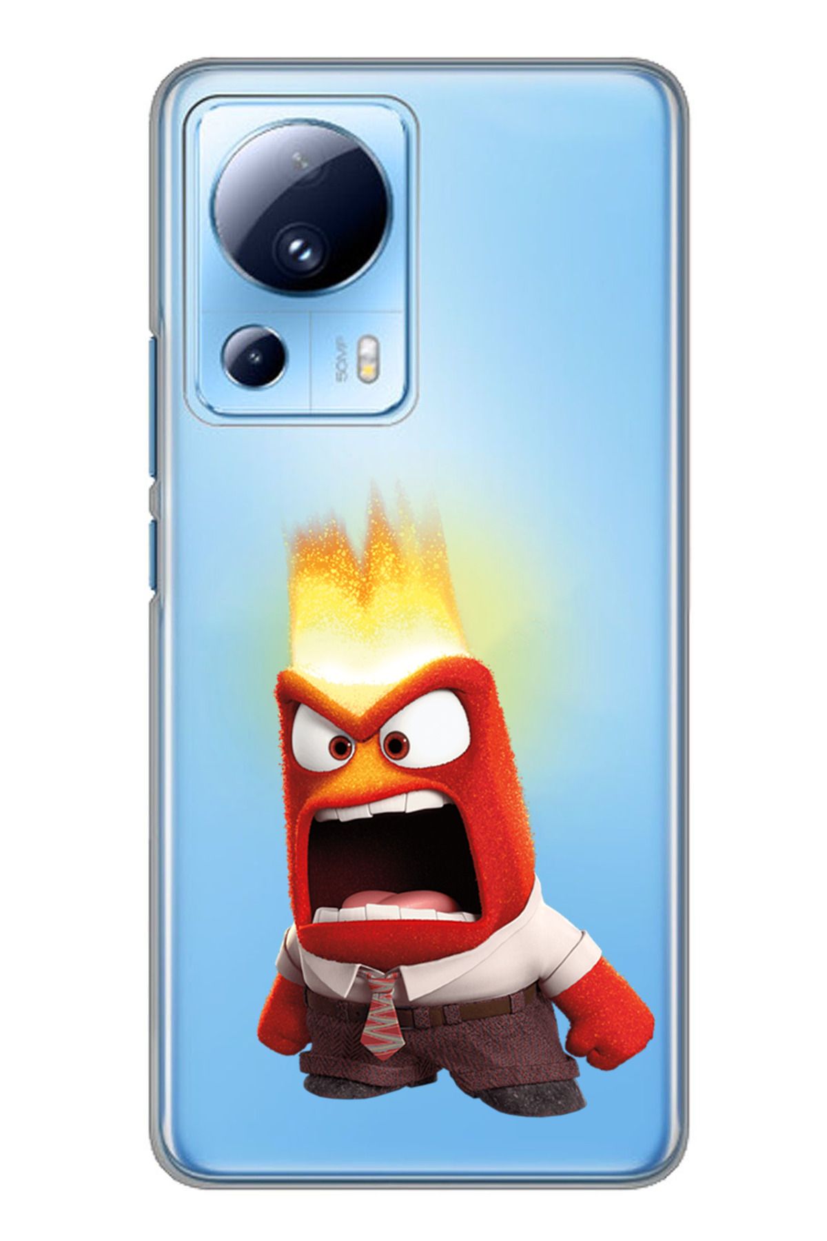 TechTree Xiaomi Mi 13 Lite Uyumlu Ters Yüz Kızgın Anger Tasarımlı Şeffaf Silikon Kılıf