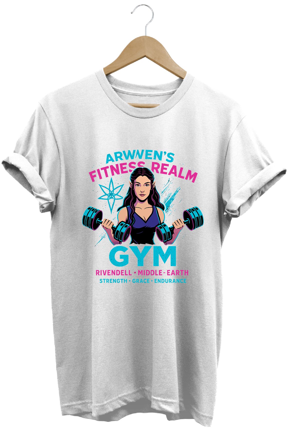remonz Arwen Gym LOTR Regular Fit %100 Pamuk Yumuşak Dokulu Bisiklet Yaka Tişört
