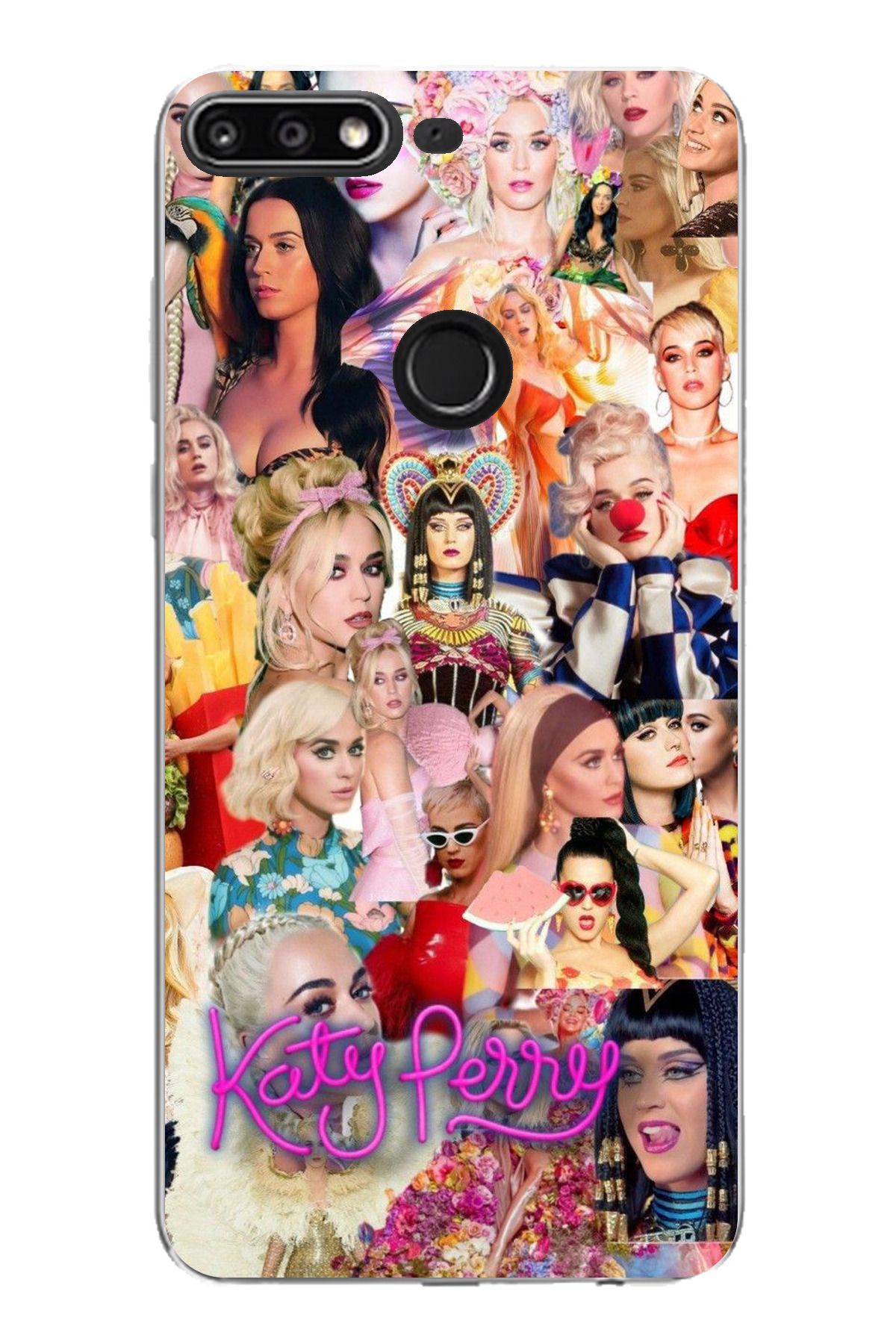 TechTree Huawei Y7 2018 - Honor 7C Uyumlu Katy Perry Kolaj Şeffaf Silikon Kılıf