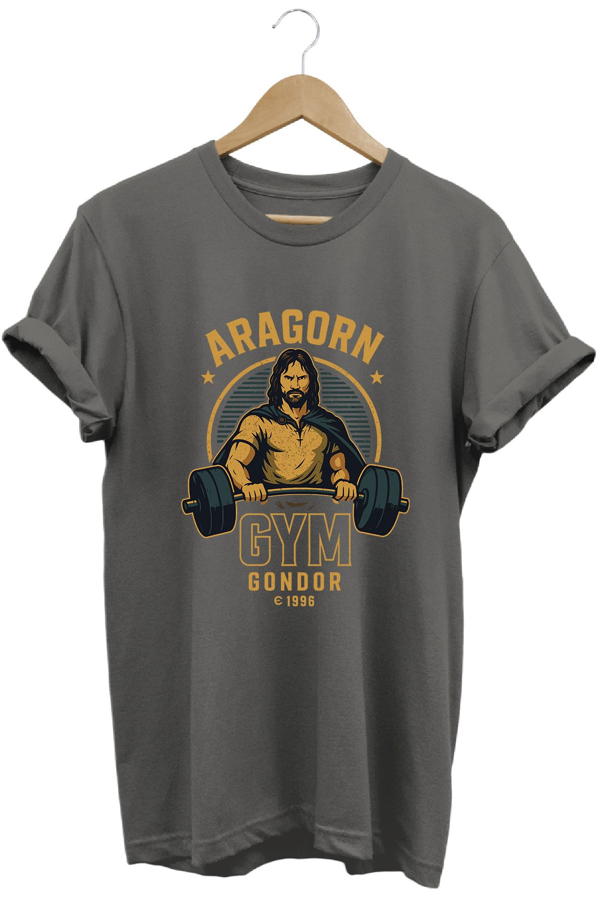 remonz Aragorn Gym LOTR Regular Fit %100 Pamuk Yumuşak Dokulu Bisiklet Yaka Tişört