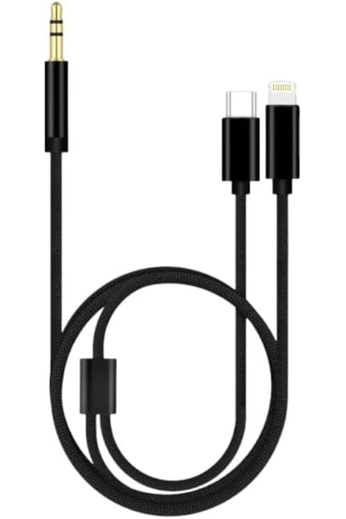 DERİK 233 3,5 MM STREO ÇİVİ JACK LİGHTNİNG TYPE C ÇOKLAYICI AUX KABLO Y