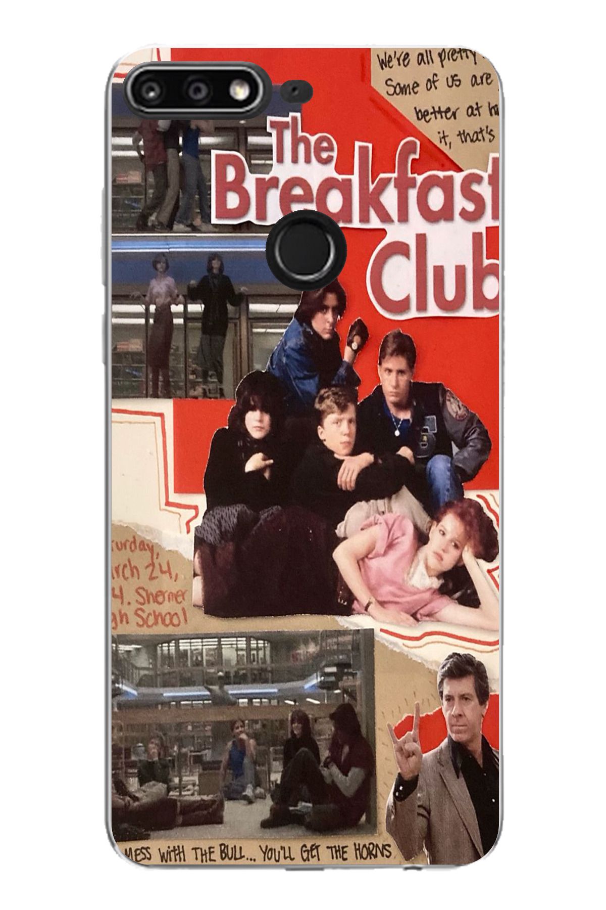 TechTree Huawei Y7 2018 - Honor 7C Uyumlu Kahvaltı Kulübü - The Breakfast Club Tasarımlı Şeffaf Silikon Kılıf