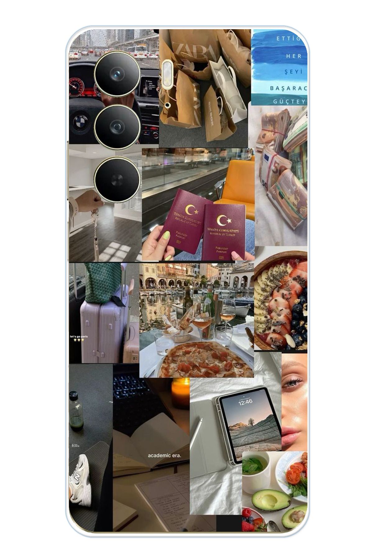 TechTree Realme C75 Uyumlu Yeni Vision Board Hayal Panosu Tasarımlı Şeffaf Silikon Kılıf