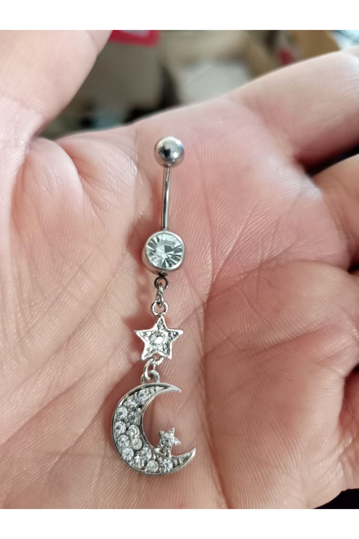BUĞLEM Göbek Piercing Cerrahi Çelik 316L Gümüş Renk Paslanmaz Kararmaz